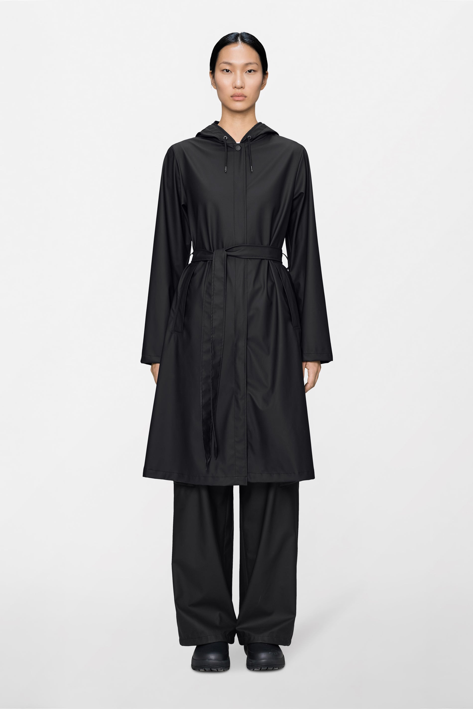 RAINS A-Line Longer W Jacket Black Jacket