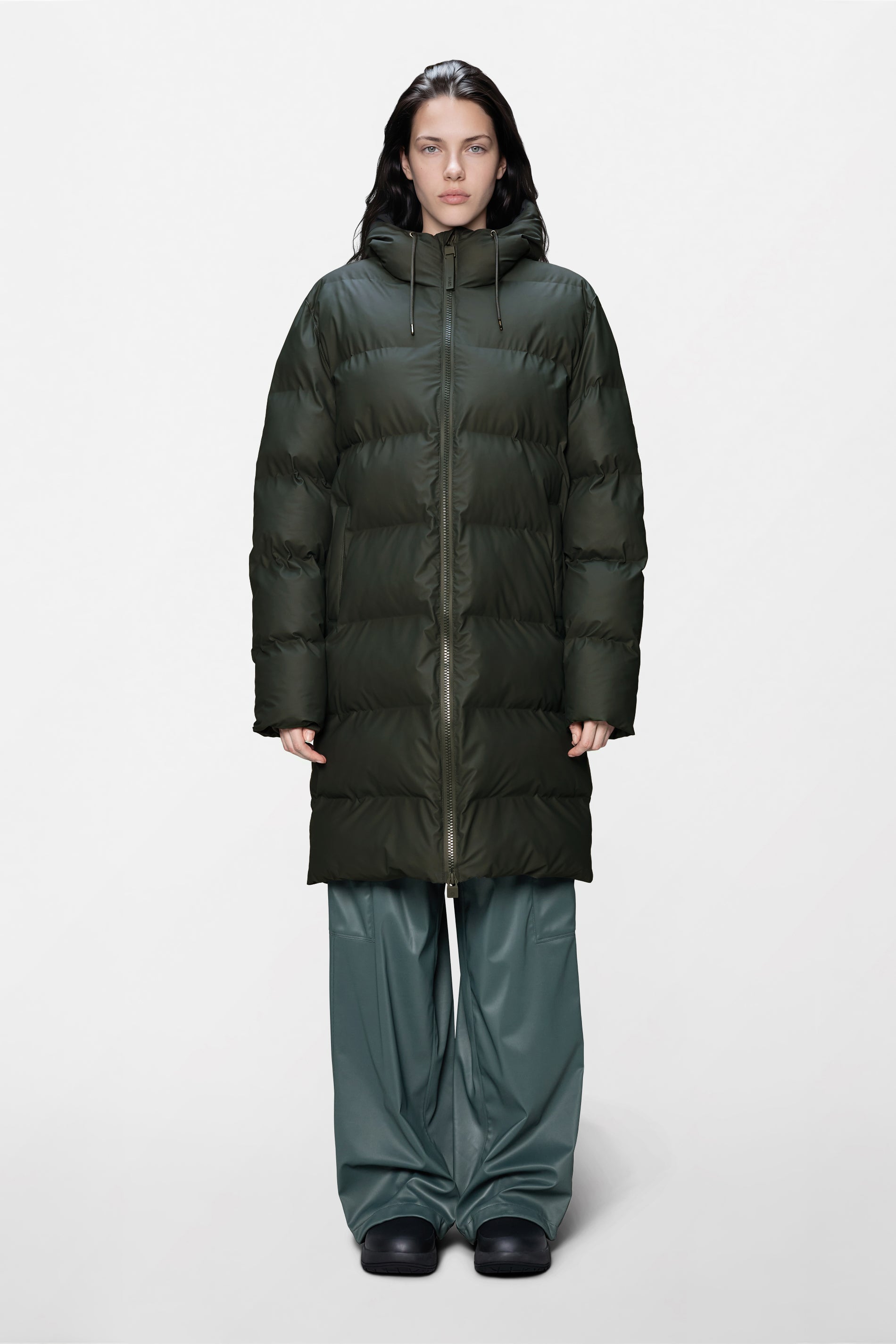 RAINS Alta Longer Puffer Jacket Green Jacket