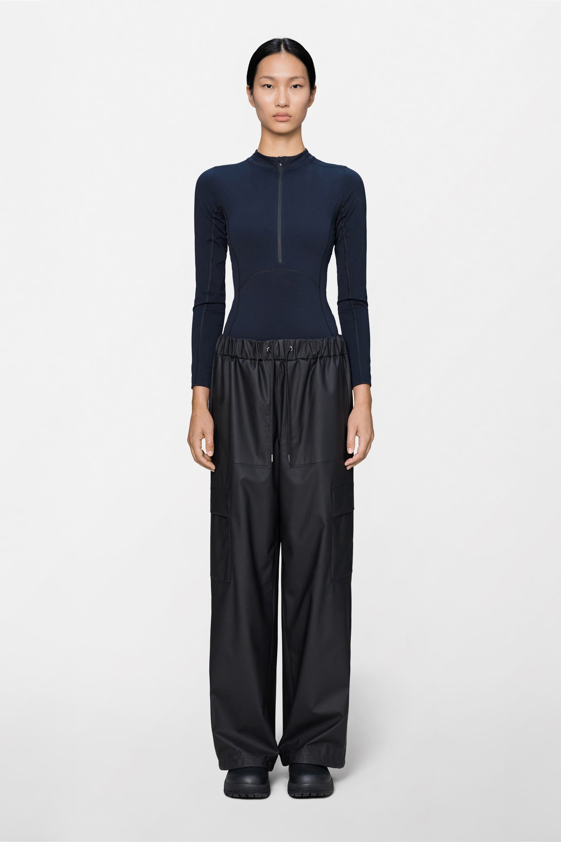 RAINS Cargo Rain Pants Wide Black Pants