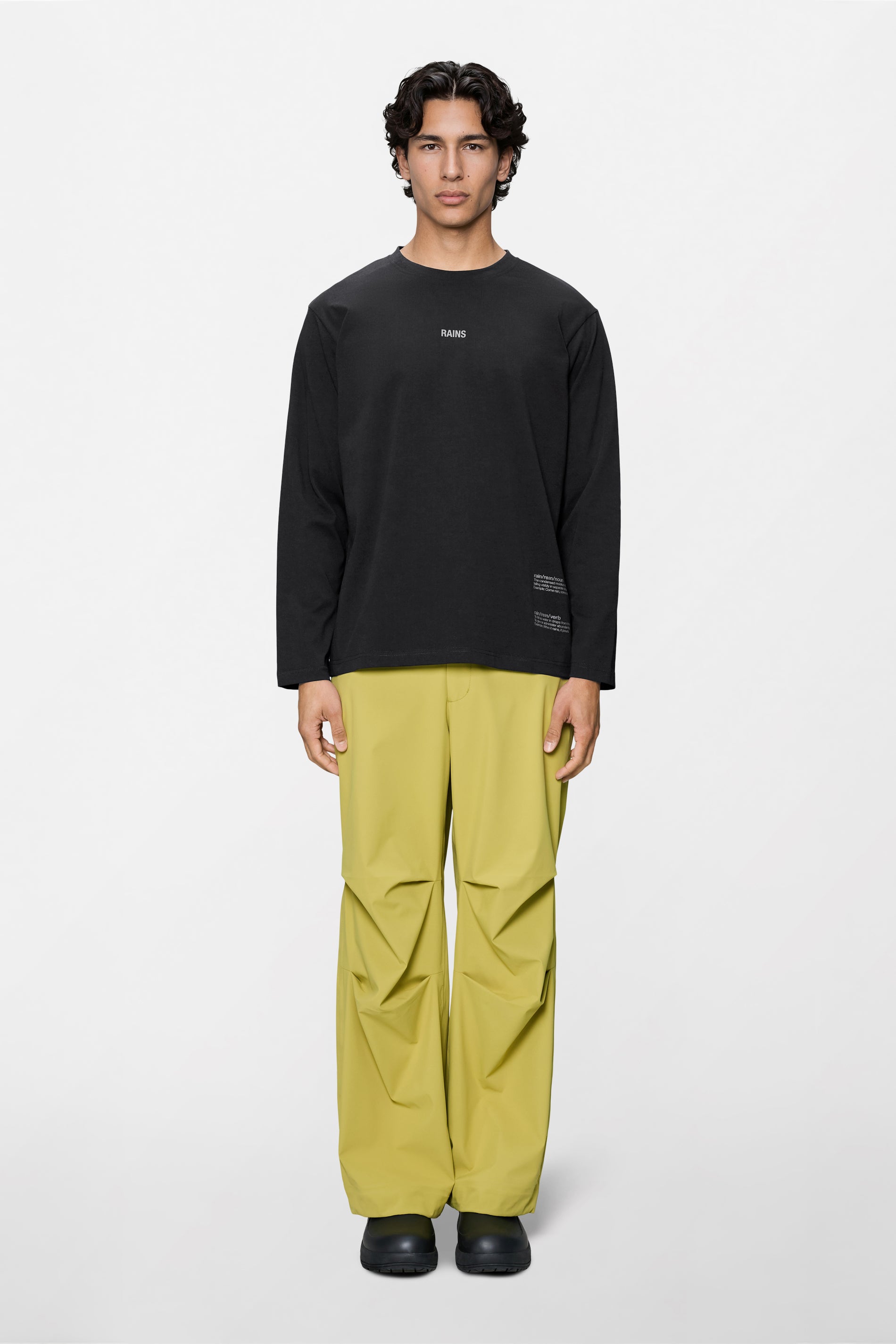 RAINS Classic Long Sleeve T-shirt Rains Black Long Sleeve