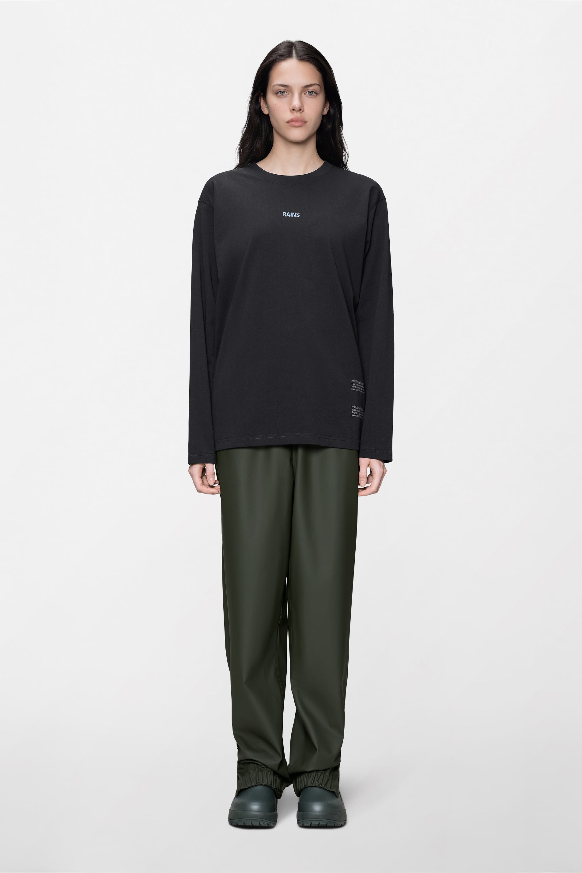 RAINS Classic Long Sleeve T-shirt Rains Black Long Sleeve