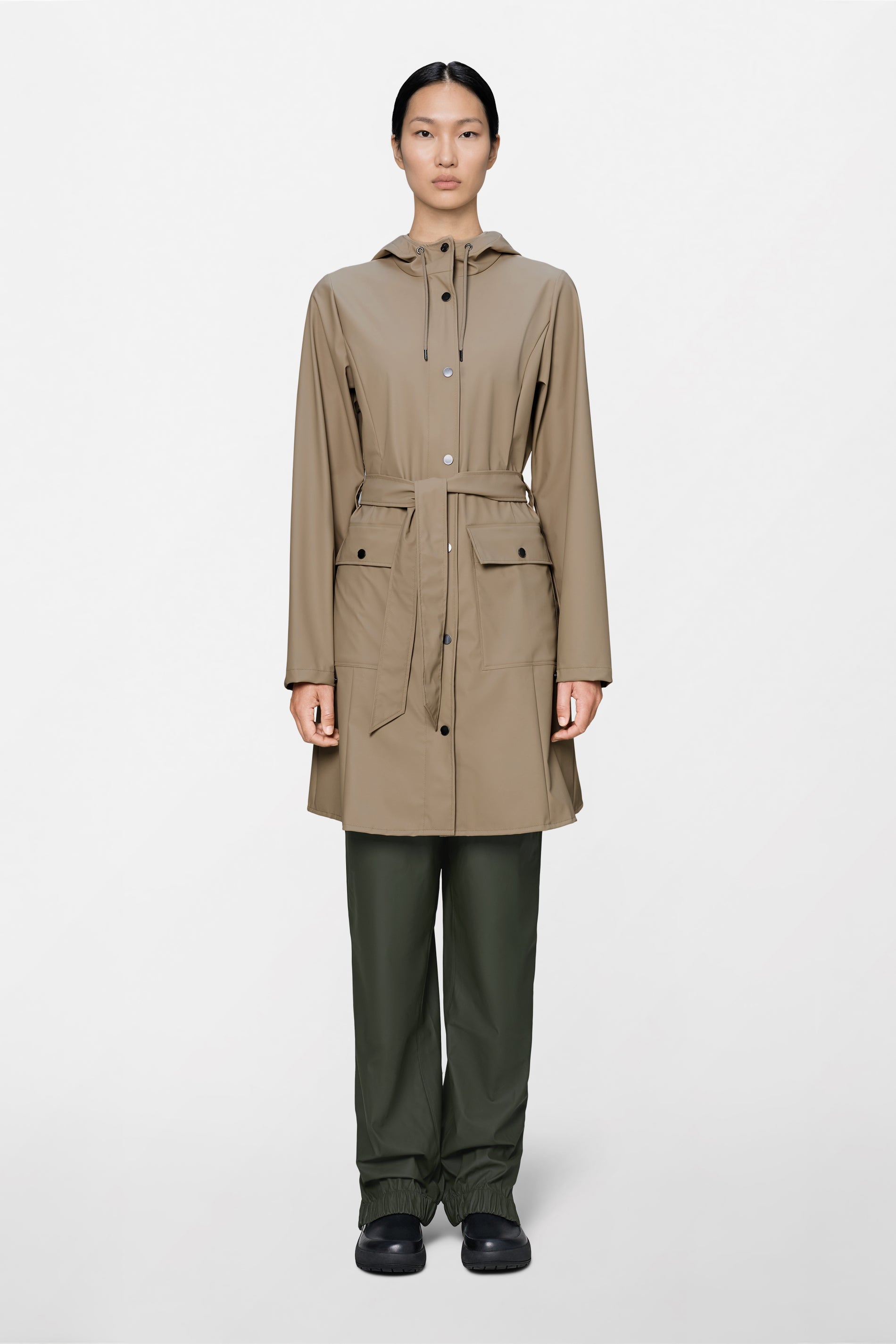 RAINS Curve Long Jacket
Beige Jacket