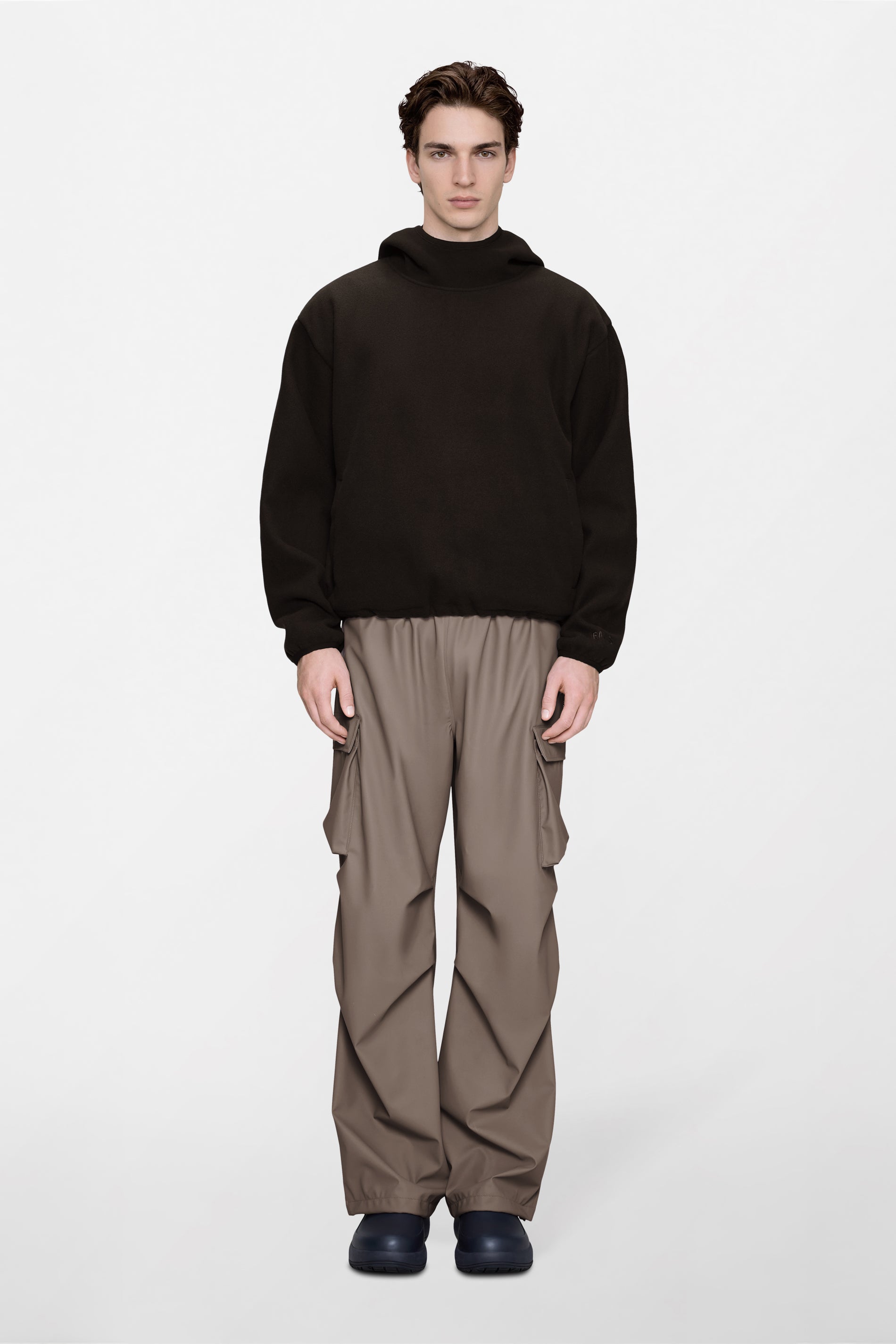 RAINS Fleece Hoodie Bark Long Sleeve