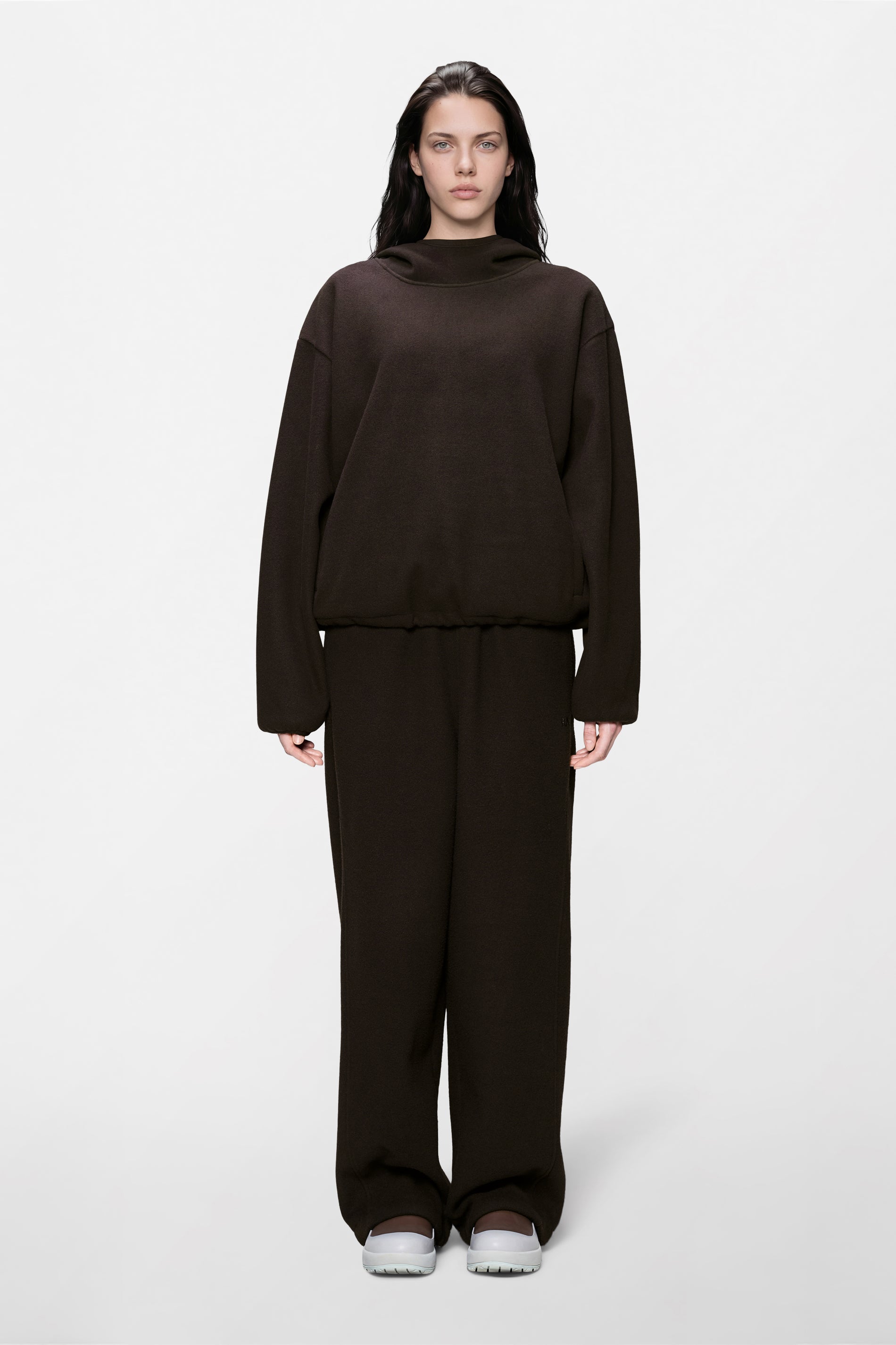 RAINS Fleece Hoodie Bark Long Sleeve