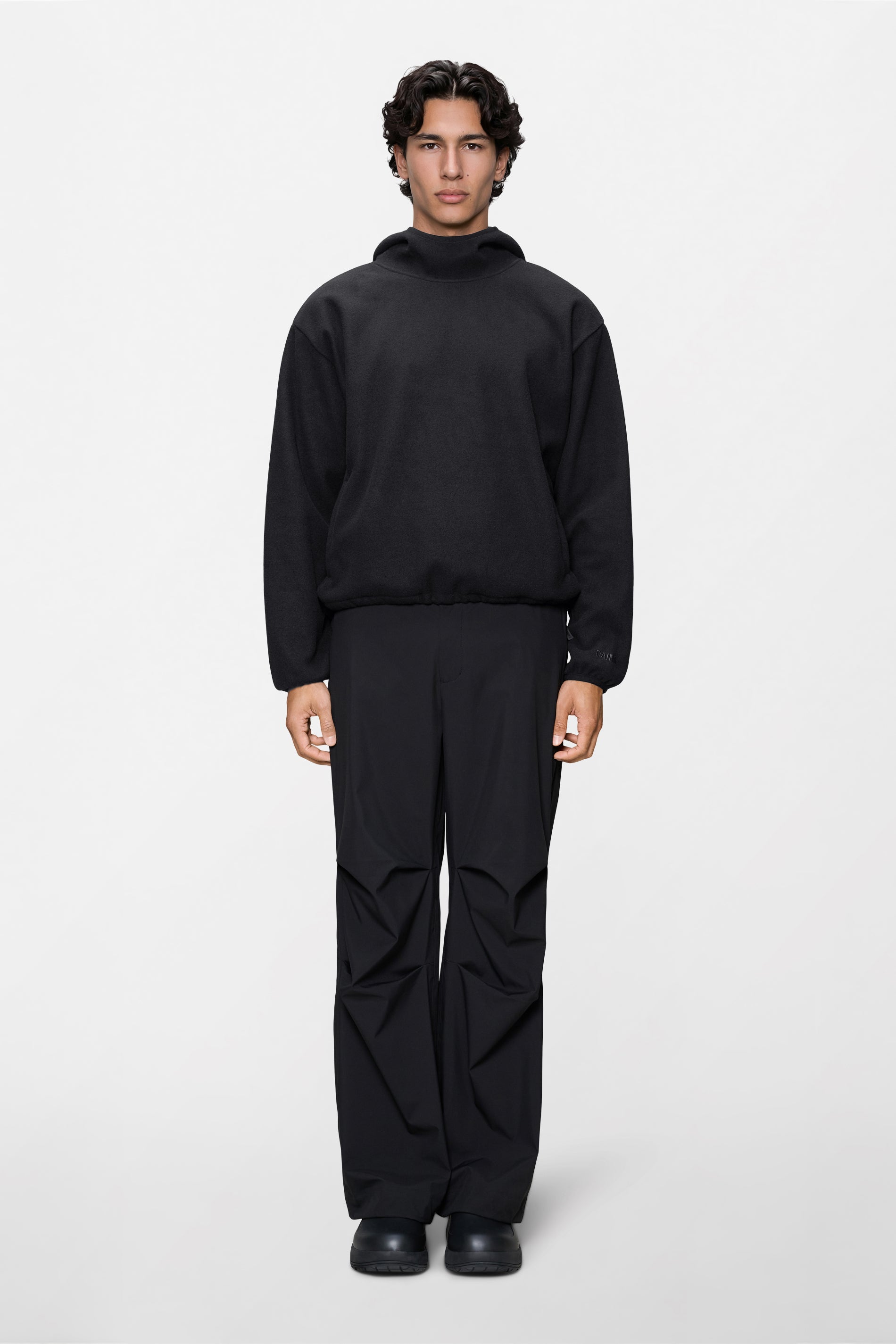 RAINS Fleece Hoodie Black Long Sleeve