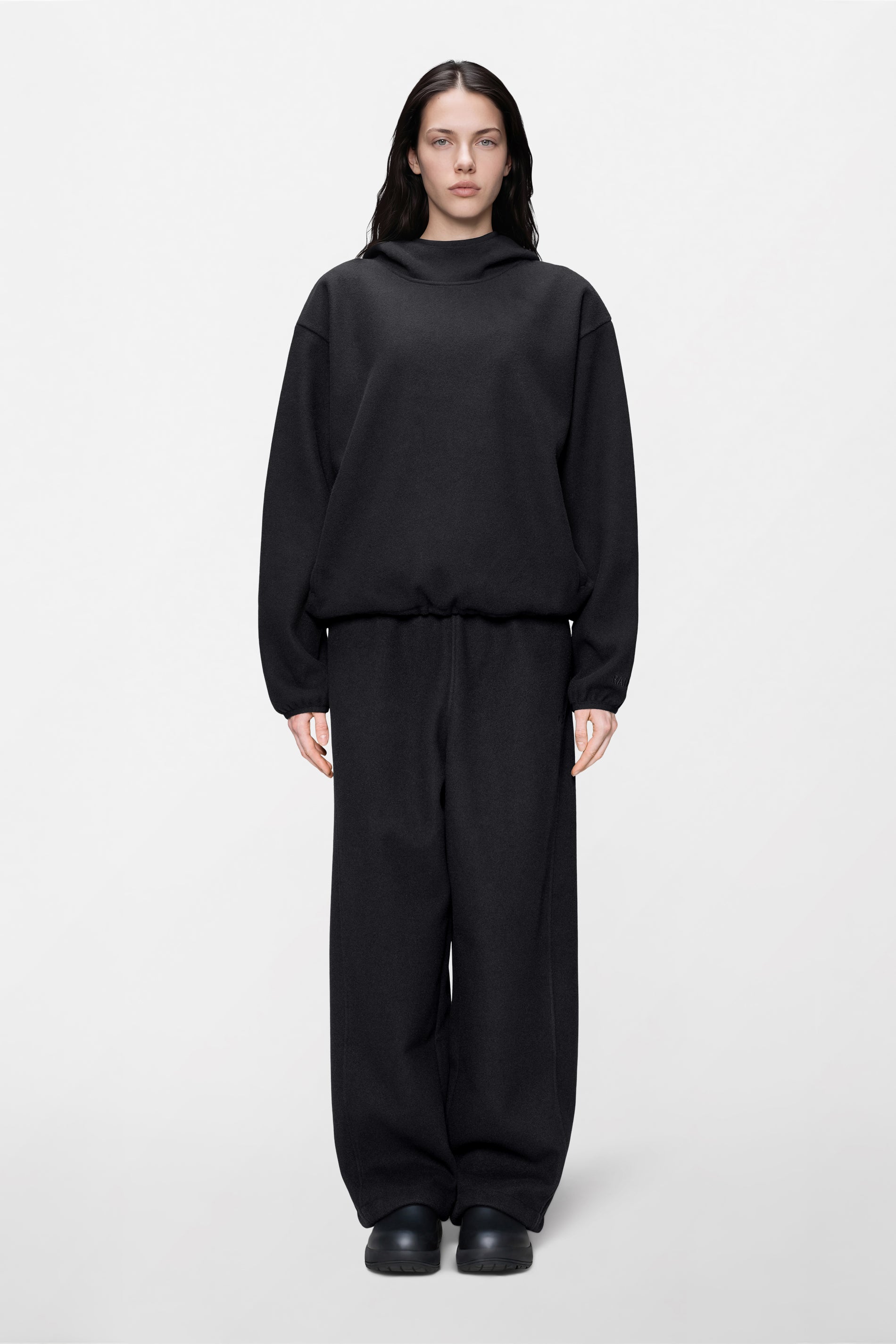 RAINS Fleece Hoodie Black Long Sleeve