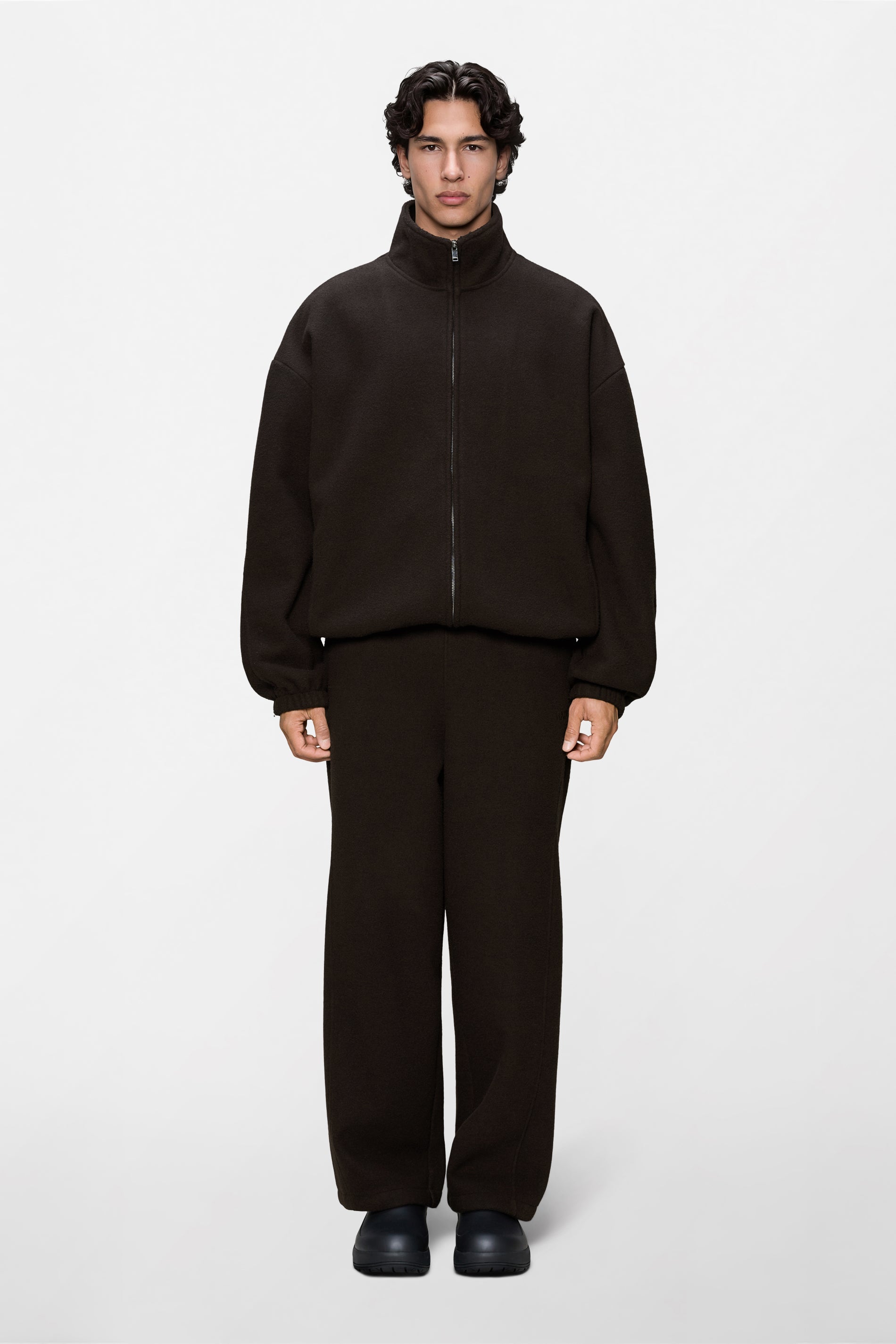 RAINS Fleece Zip Jacket Bark Long Sleeve