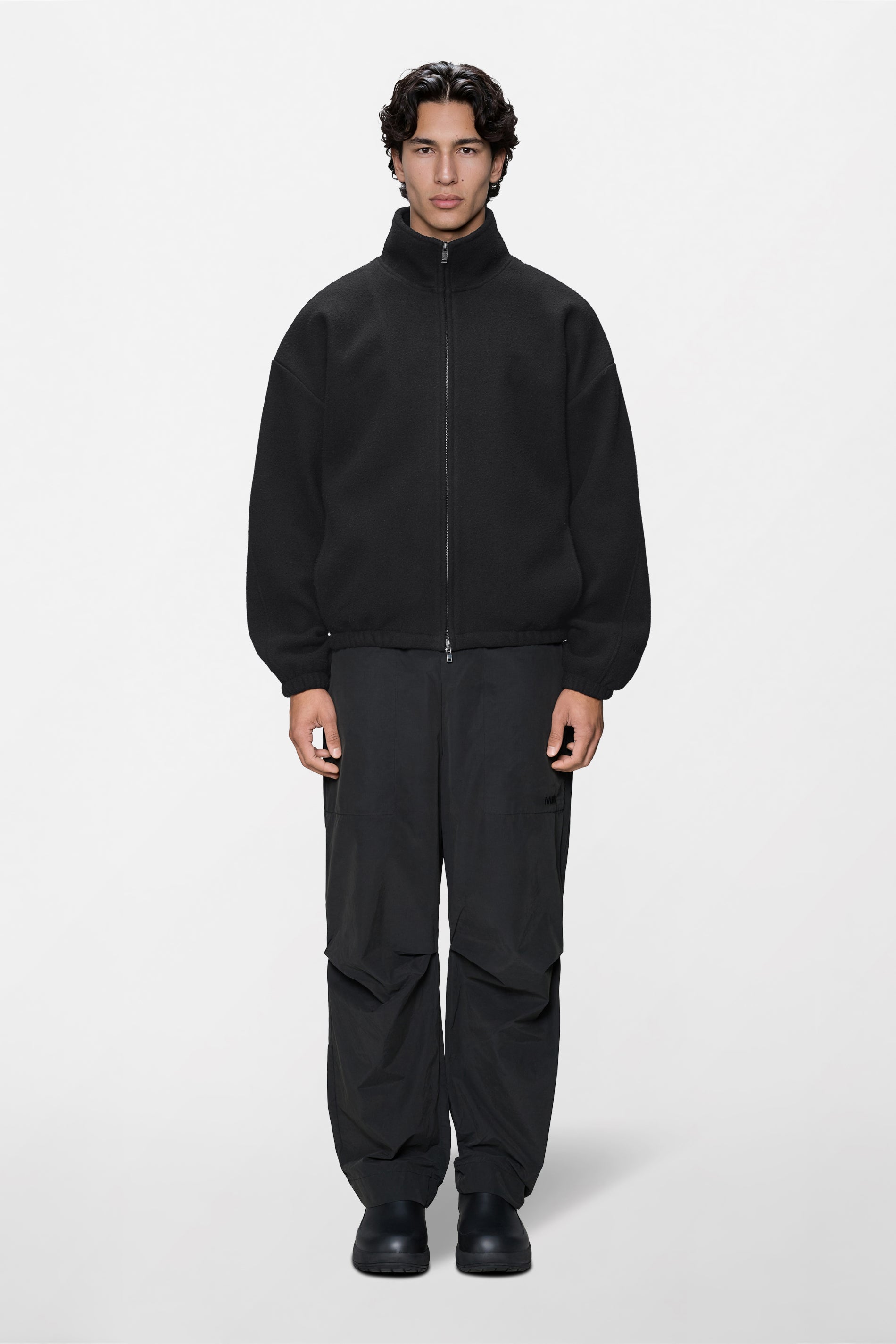 RAINS Fleece Zip Jacket Black Long Sleeve
