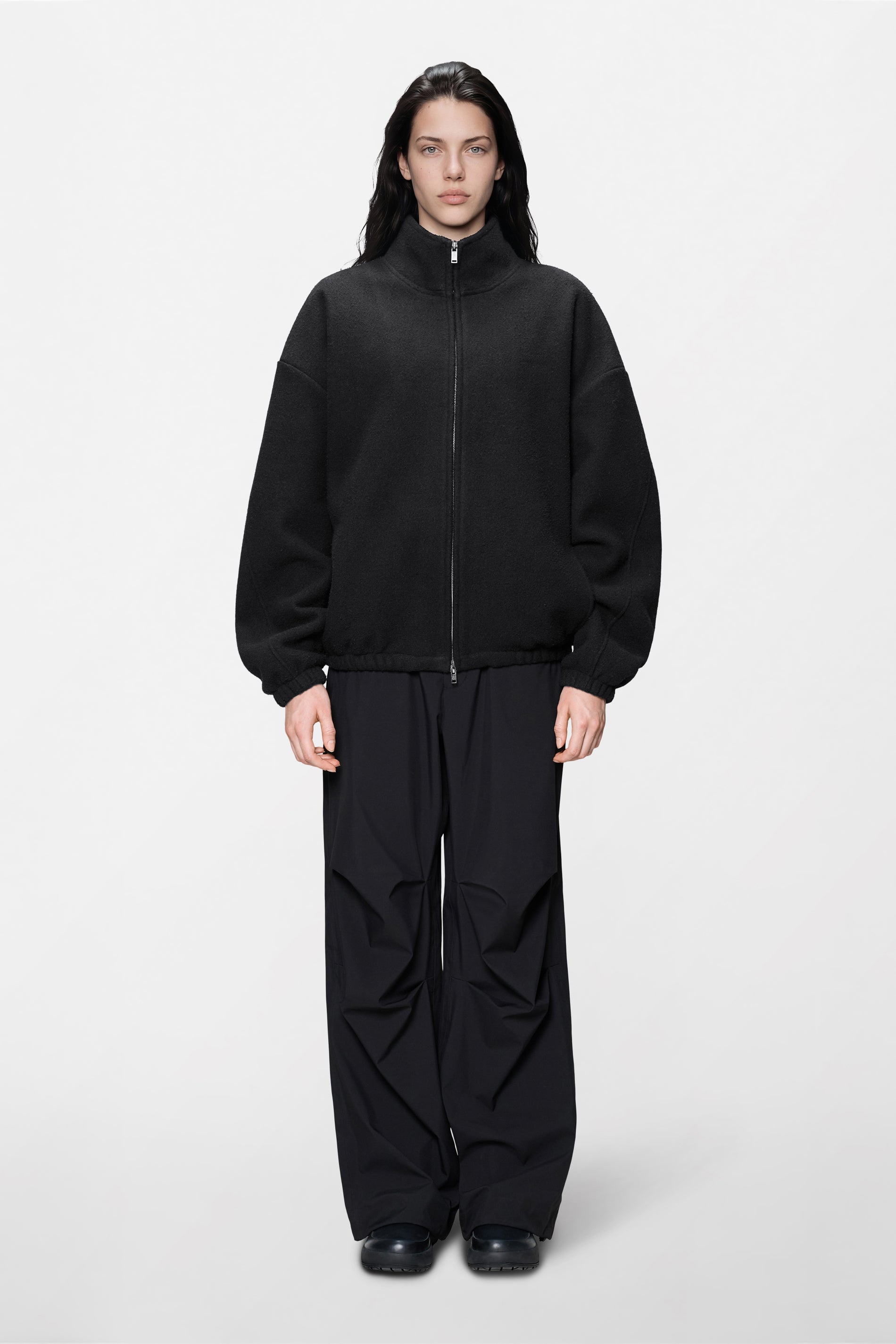RAINS Fleece Zip Jacket Black Long Sleeve