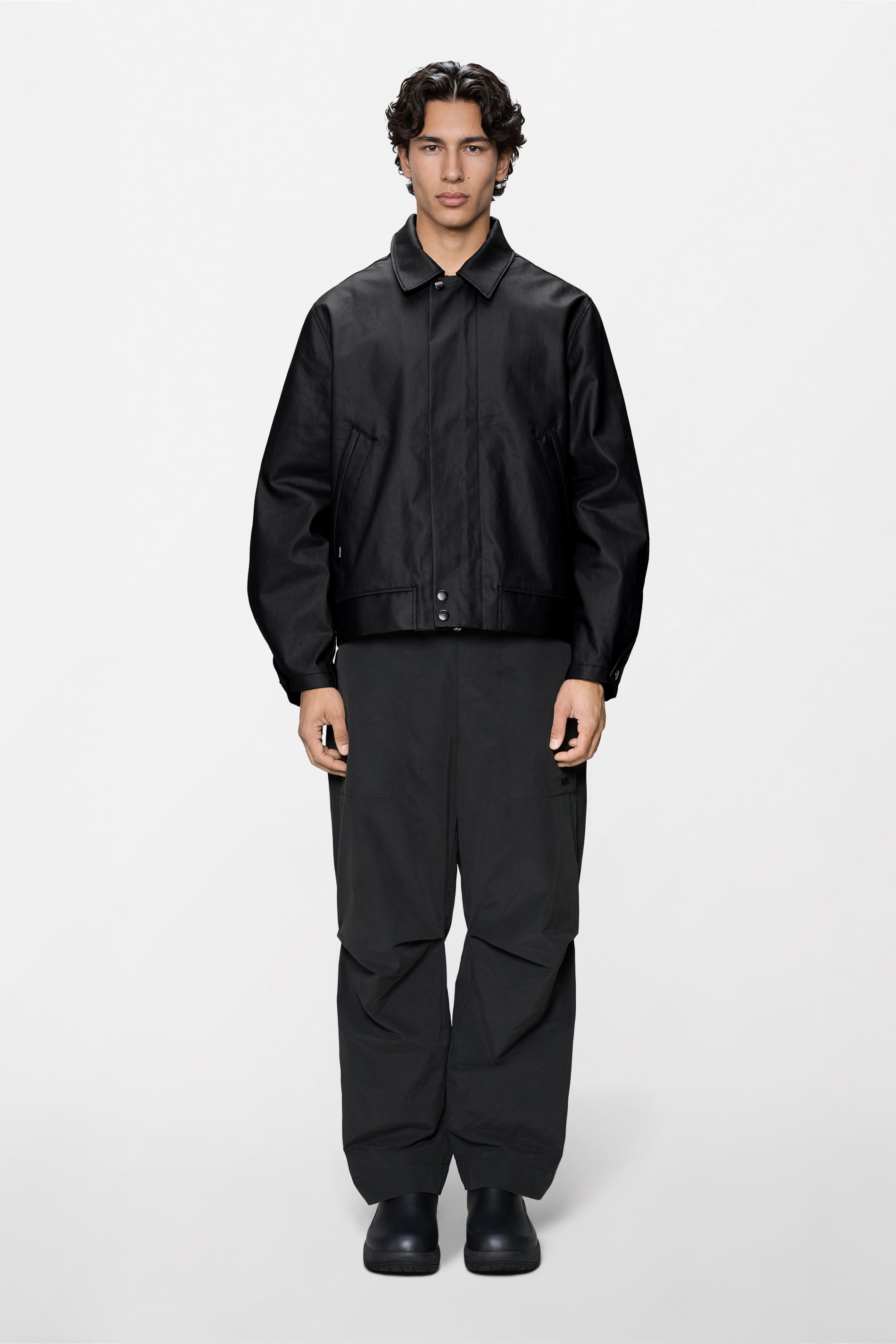 RAINS Heavy Woven Overshirt Black Long Sleeve