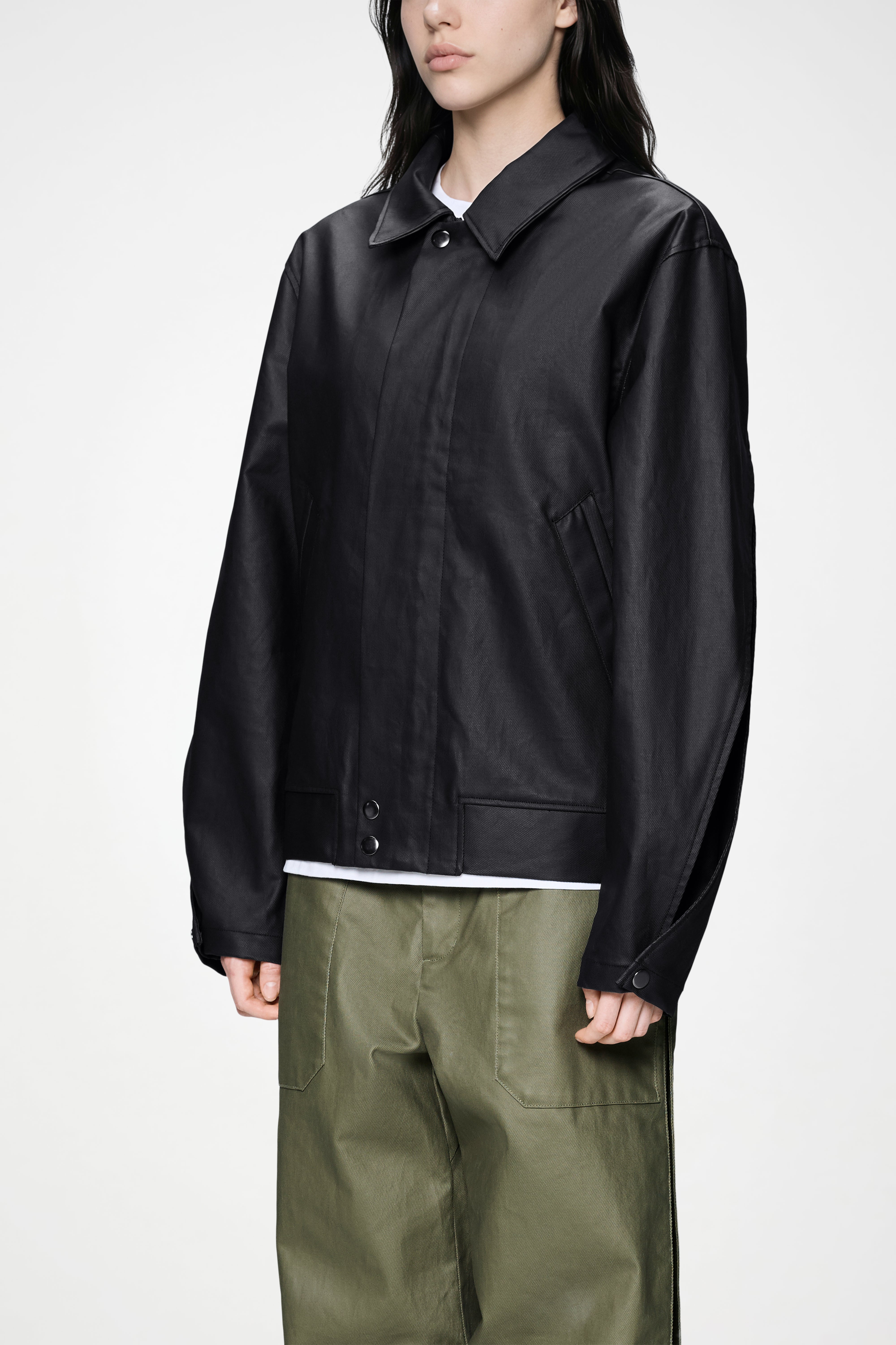 RAINS Heavy Woven Overshirt Black Long Sleeve