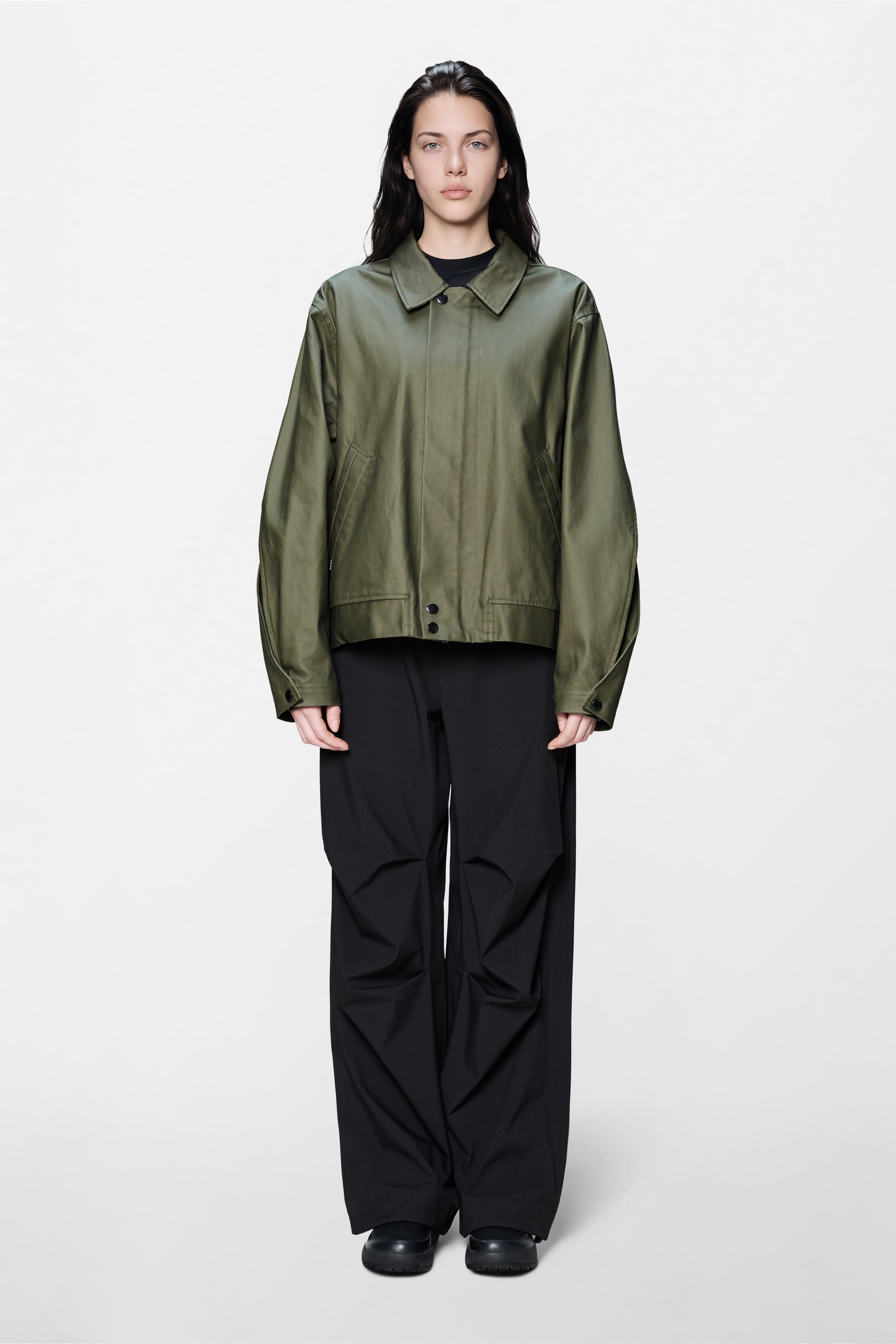 RAINS Heavy Woven Overshirt Moss Long Sleeve