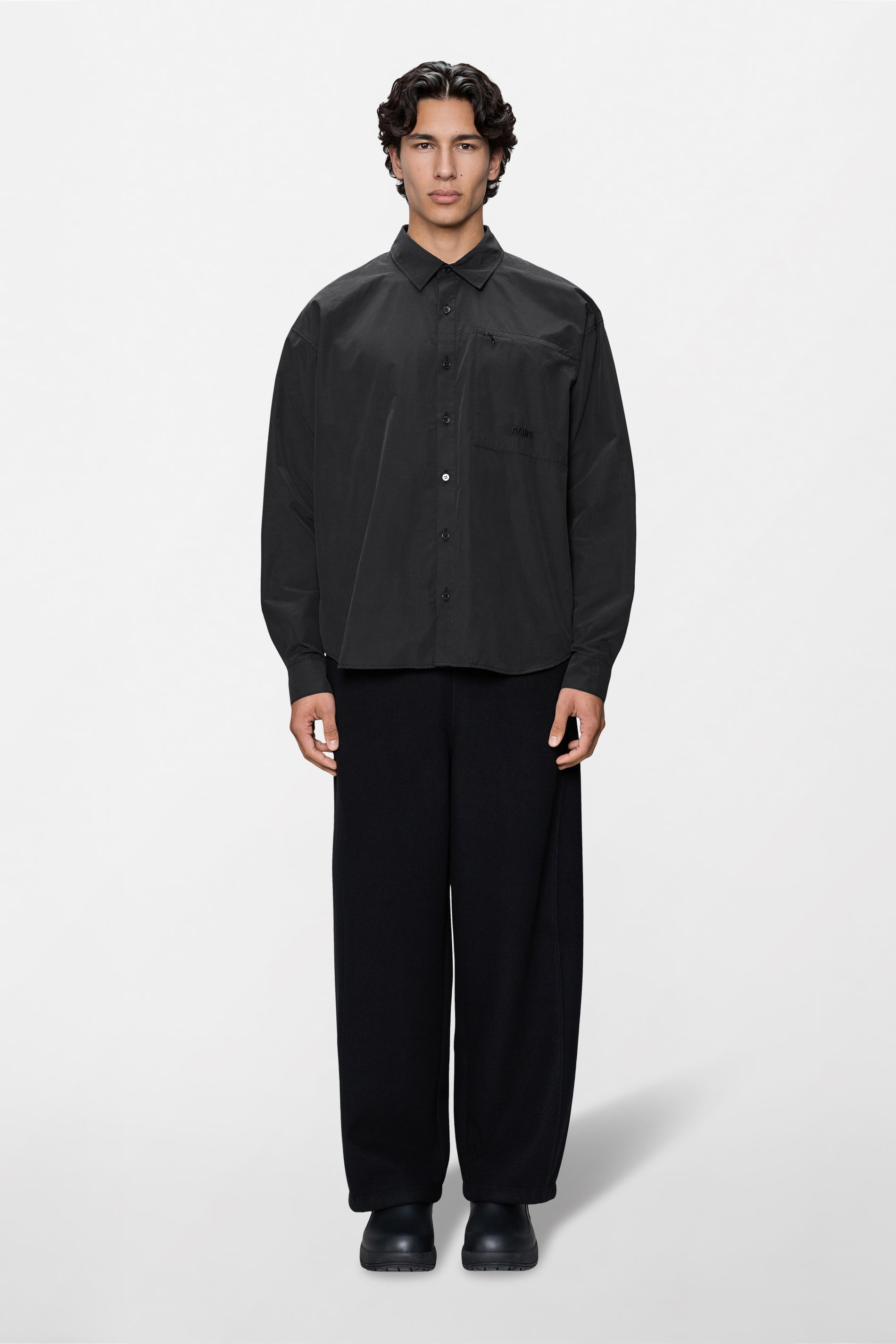 RAINS Light Woven Long Sleeve Shirt Black Long Sleeve