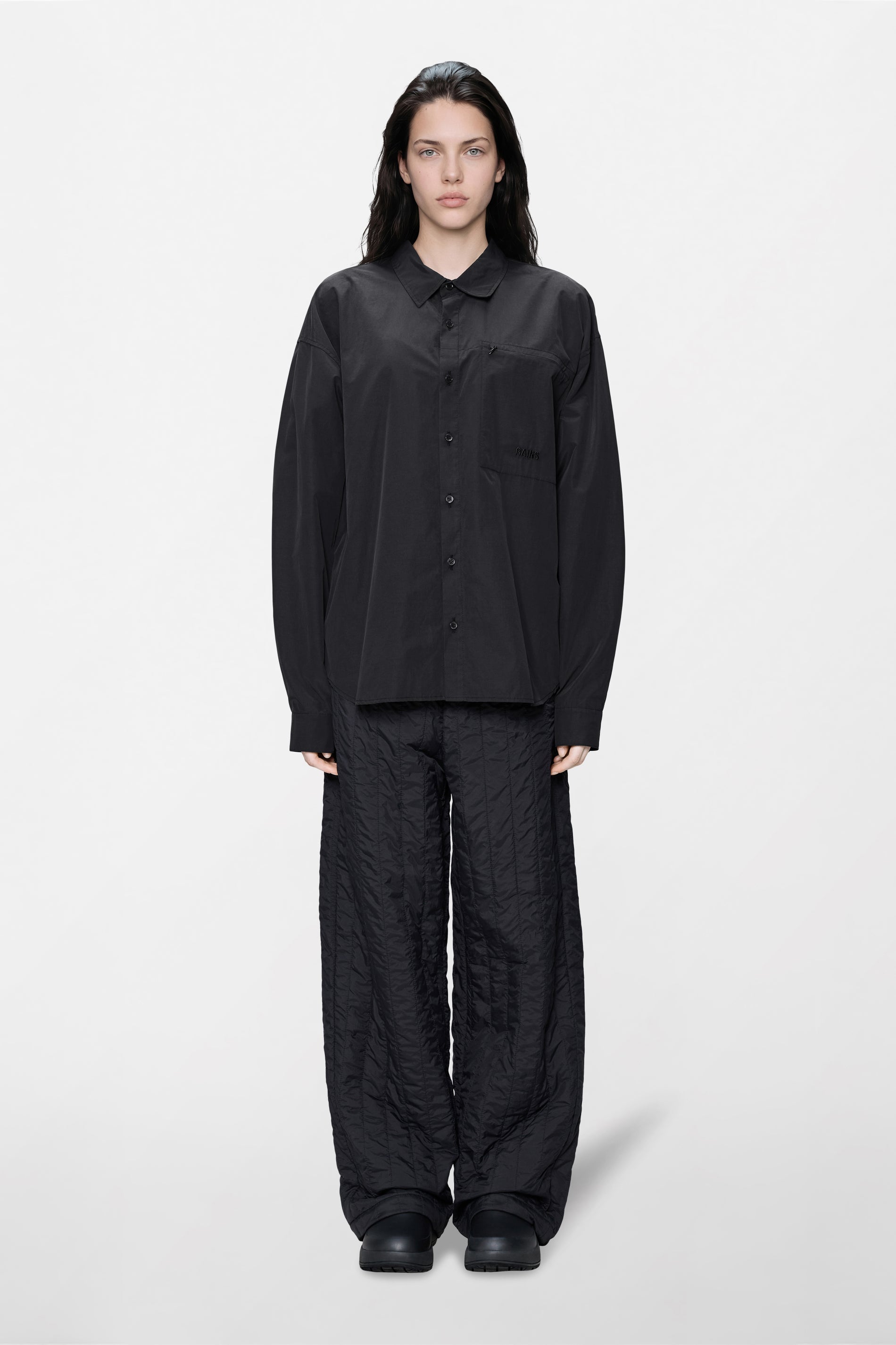 RAINS Light Woven Long Sleeve Shirt Black Long Sleeve