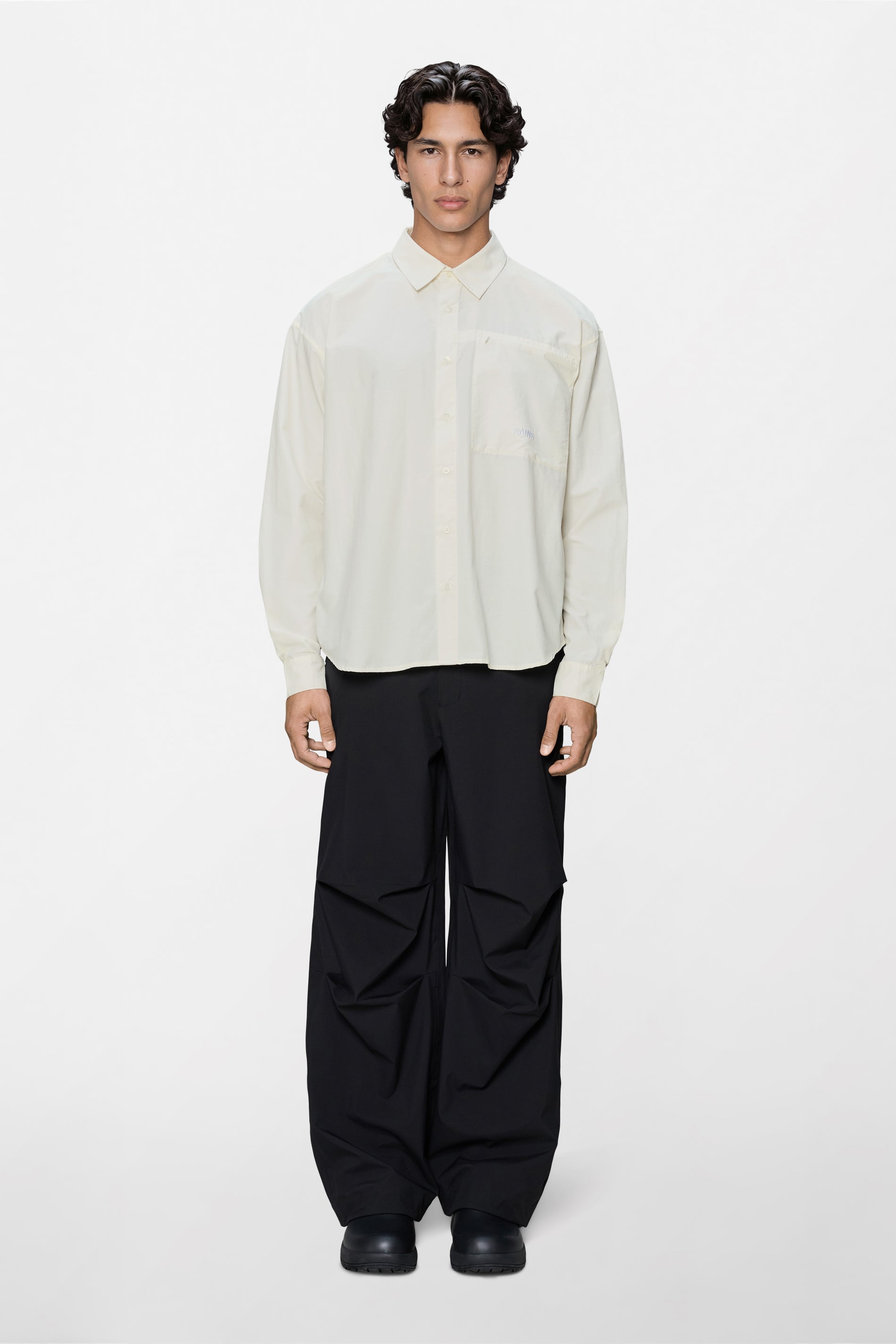 RAINS Light Woven Long Sleeve Shirt Blanc Long Sleeve