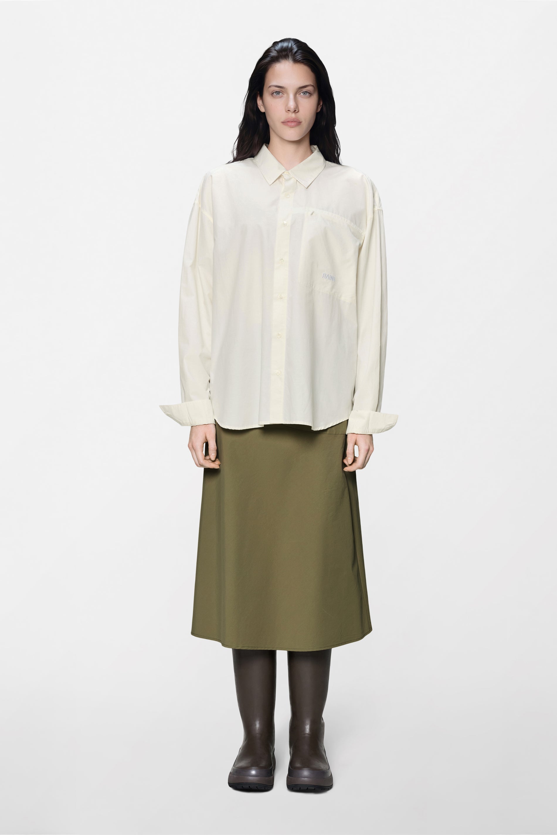 RAINS Light Woven Long Sleeve Shirt Blanc Long Sleeve