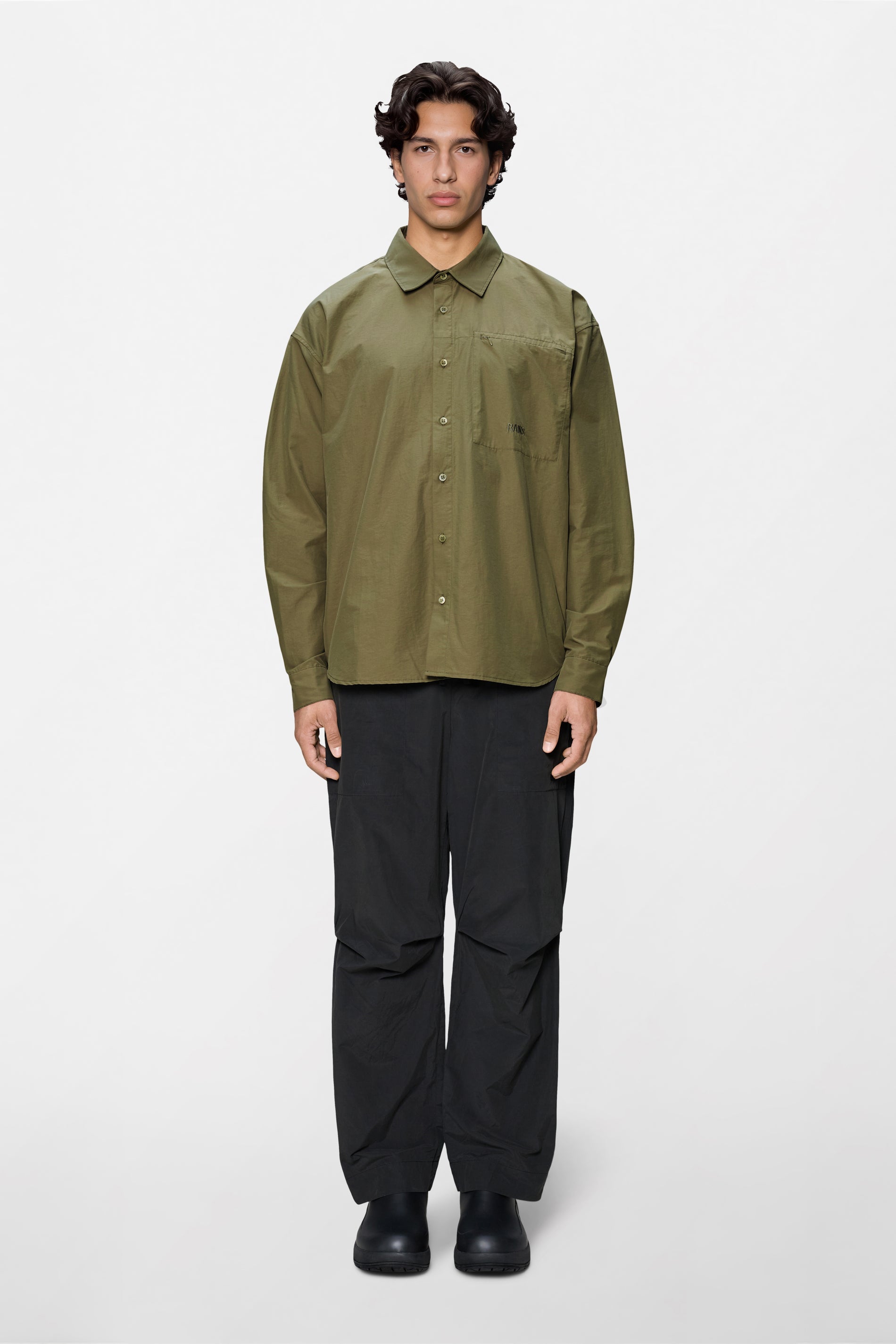 RAINS Light Woven Long Sleeve Shirt Moss Long Sleeve