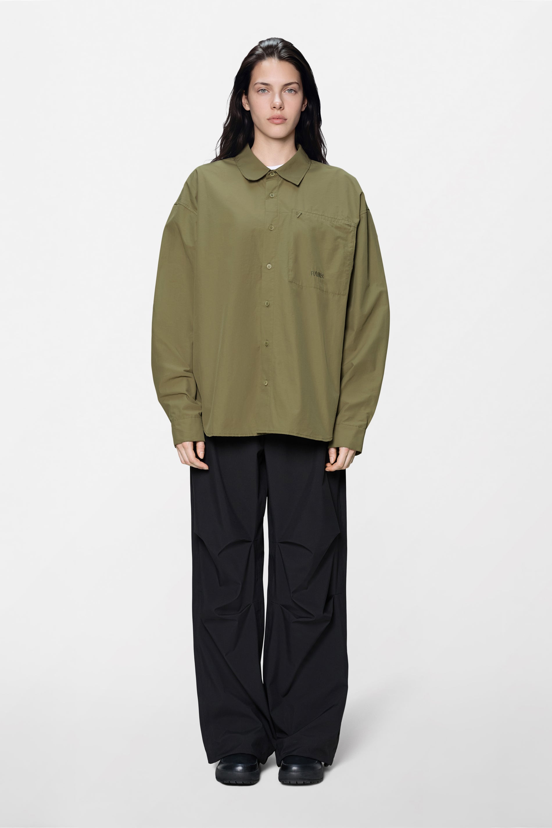 RAINS Light Woven Long Sleeve Shirt Moss Long Sleeve