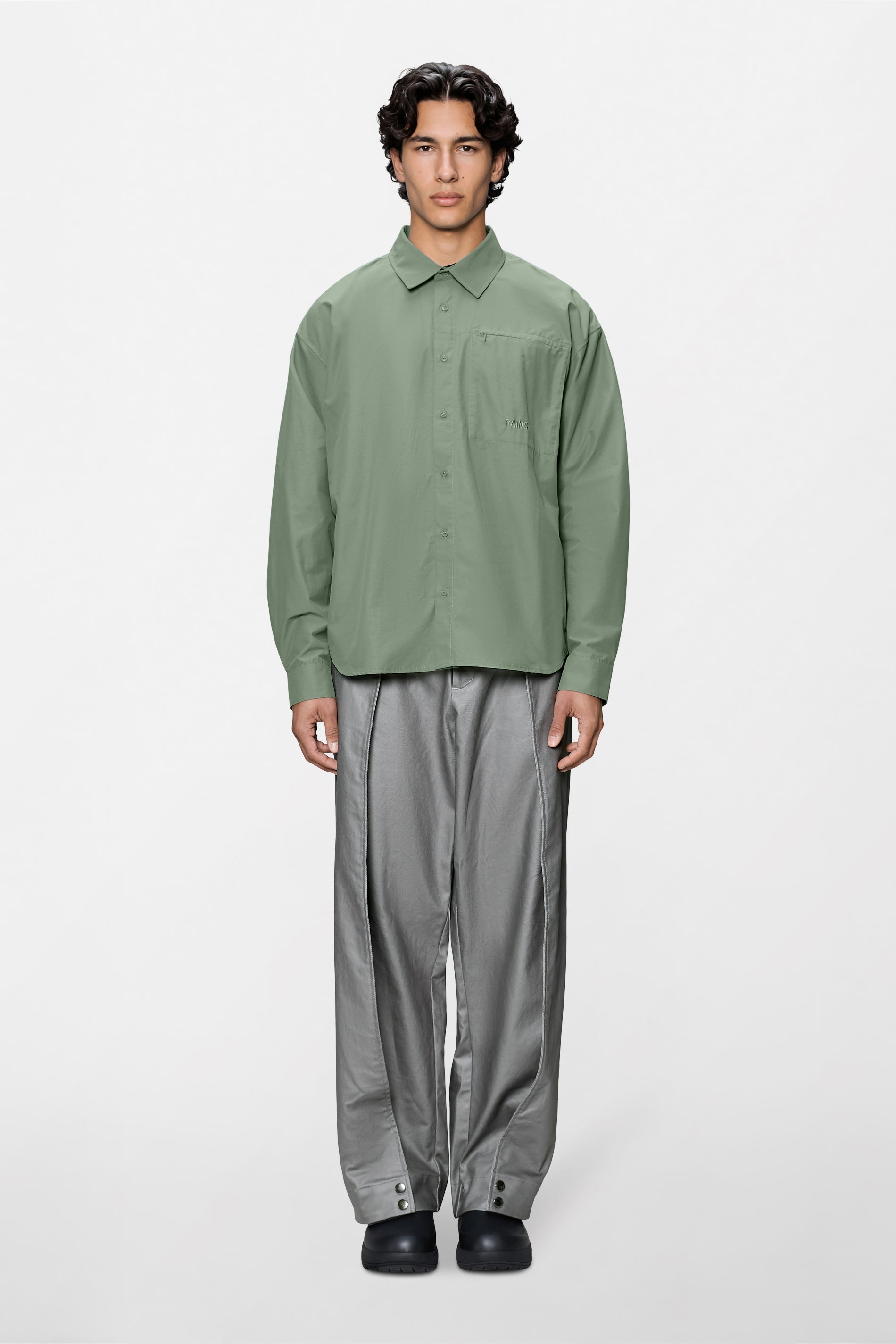 RAINS Light Woven Long Sleeve Shirt Sage Long Sleeve