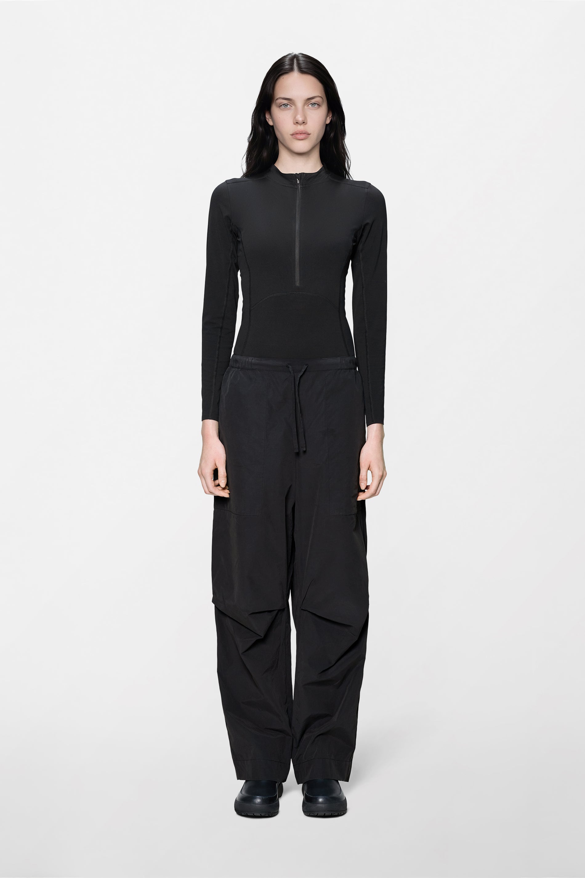 RAINS Light Woven Pants Wide Black Pants