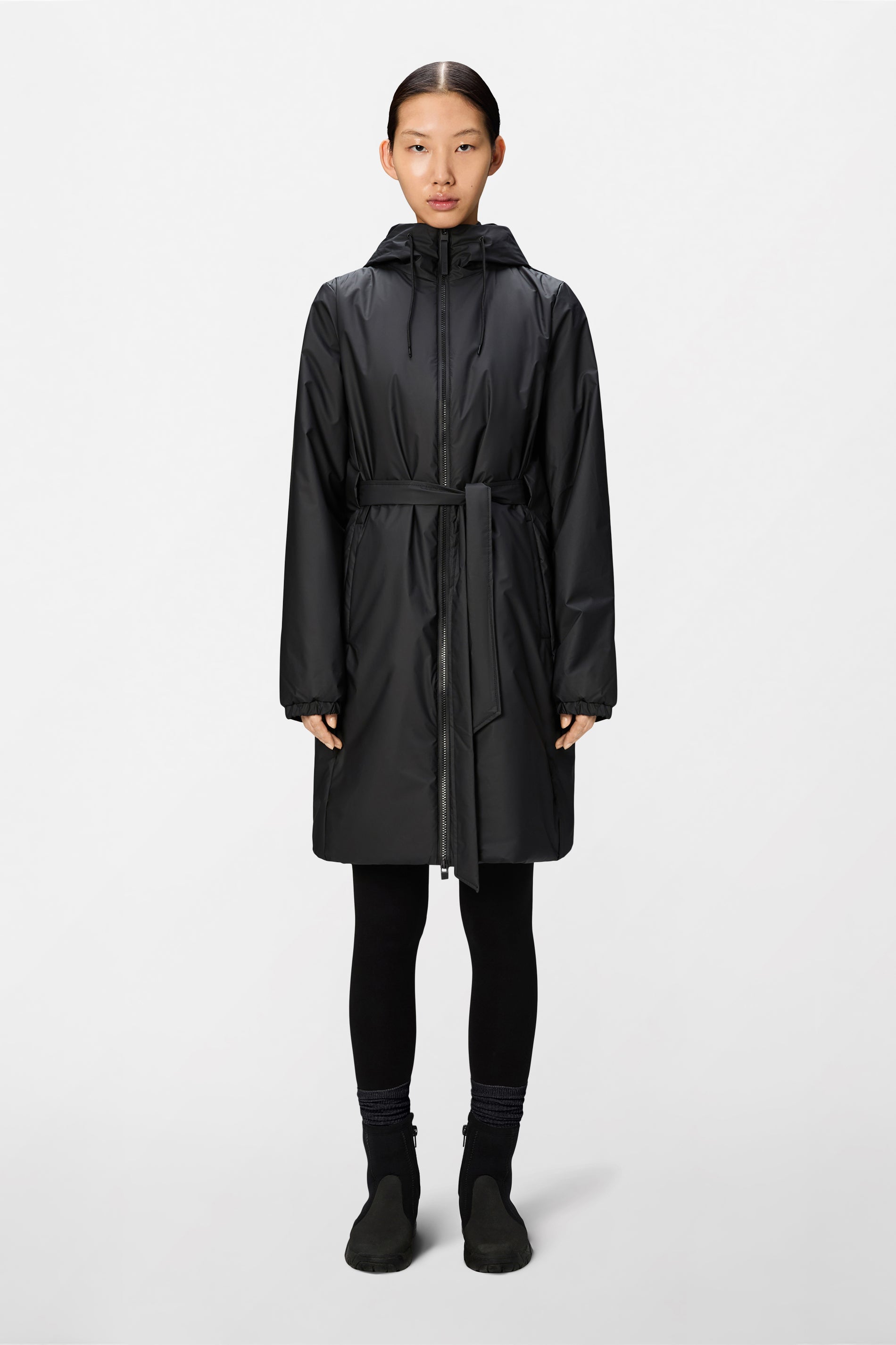 RAINS Lohja Long Insulated Curve Jacket Black Jacket