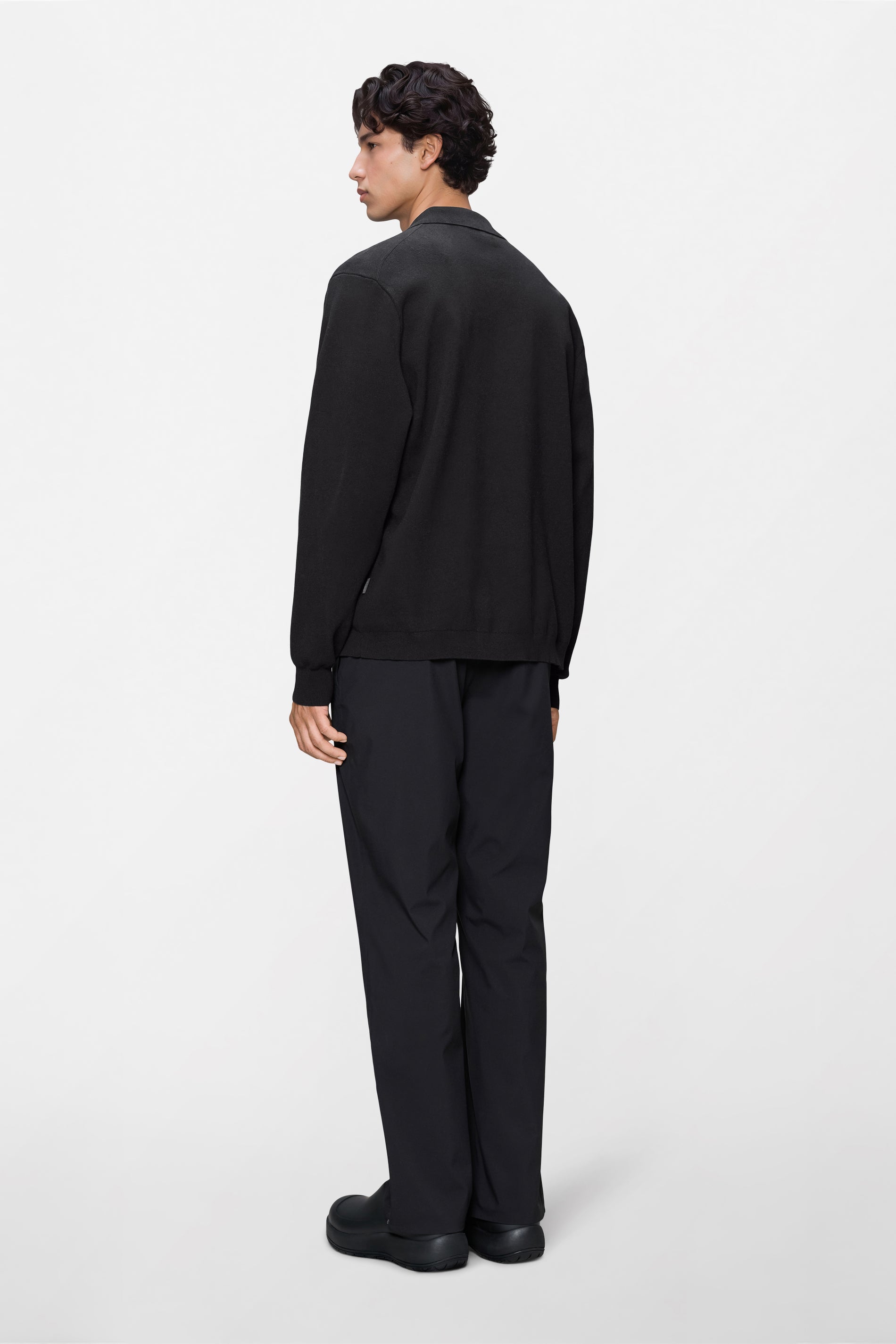 RAINS Long Sleeve Polo Black Long Sleeve