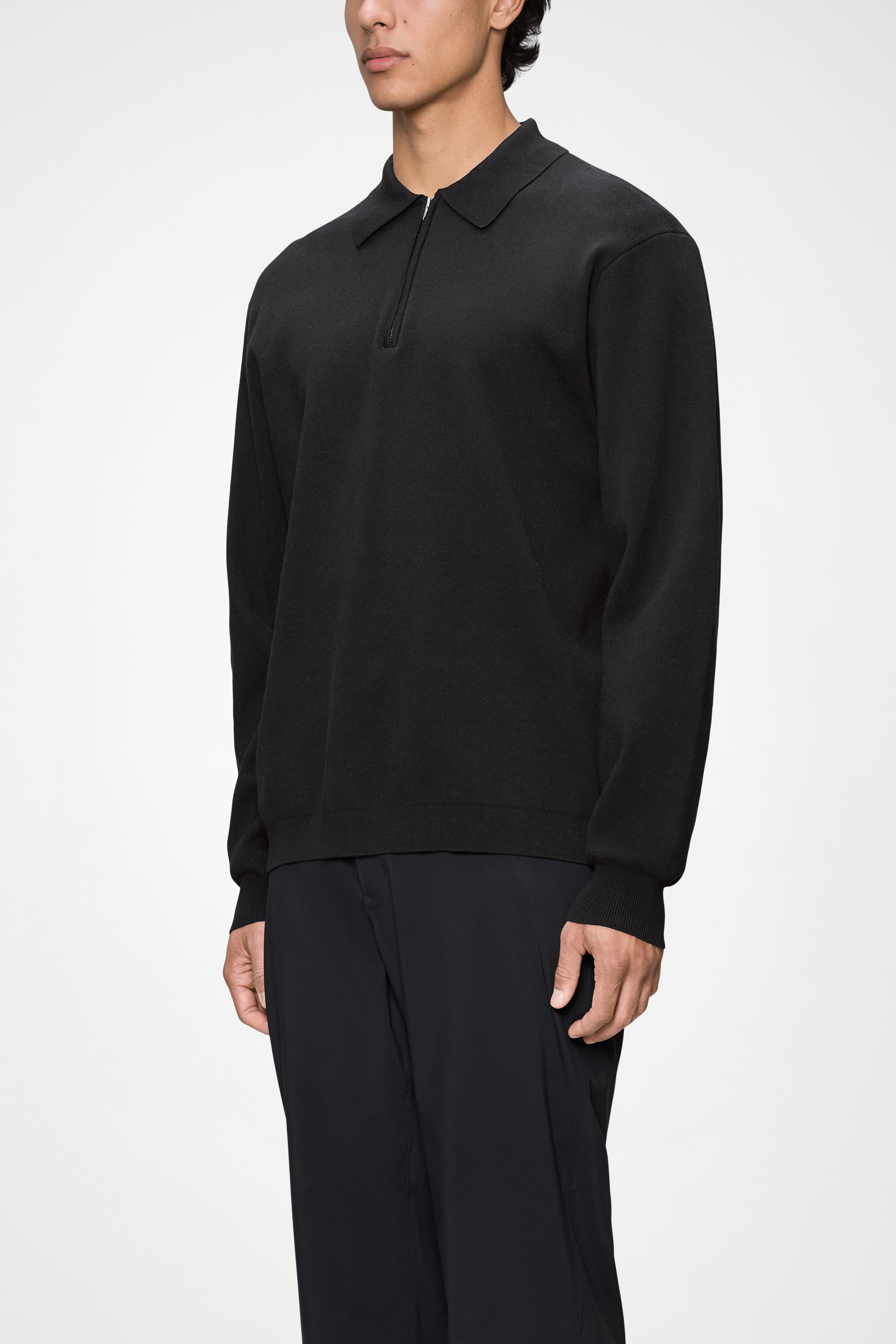RAINS Long Sleeve Polo Black Long Sleeve