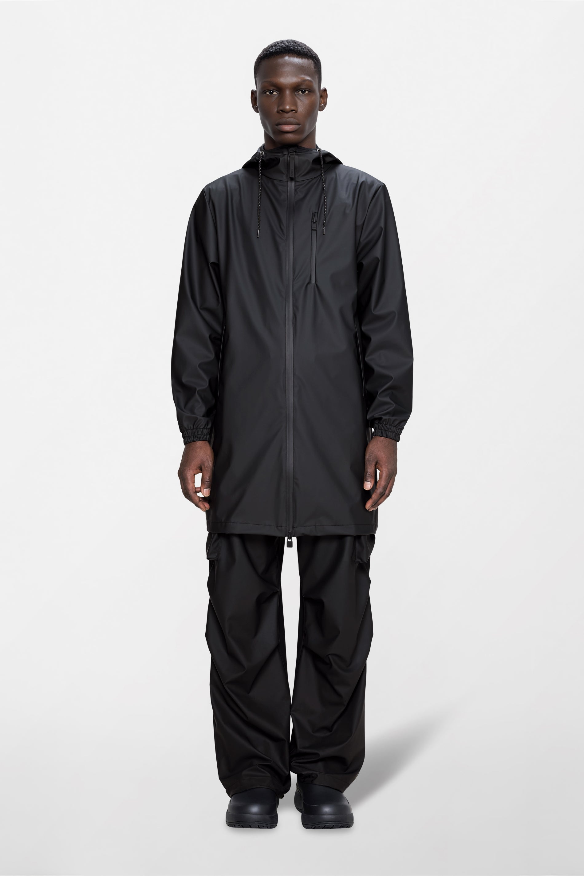 RAINS Long Storm Breaker Black Jacket