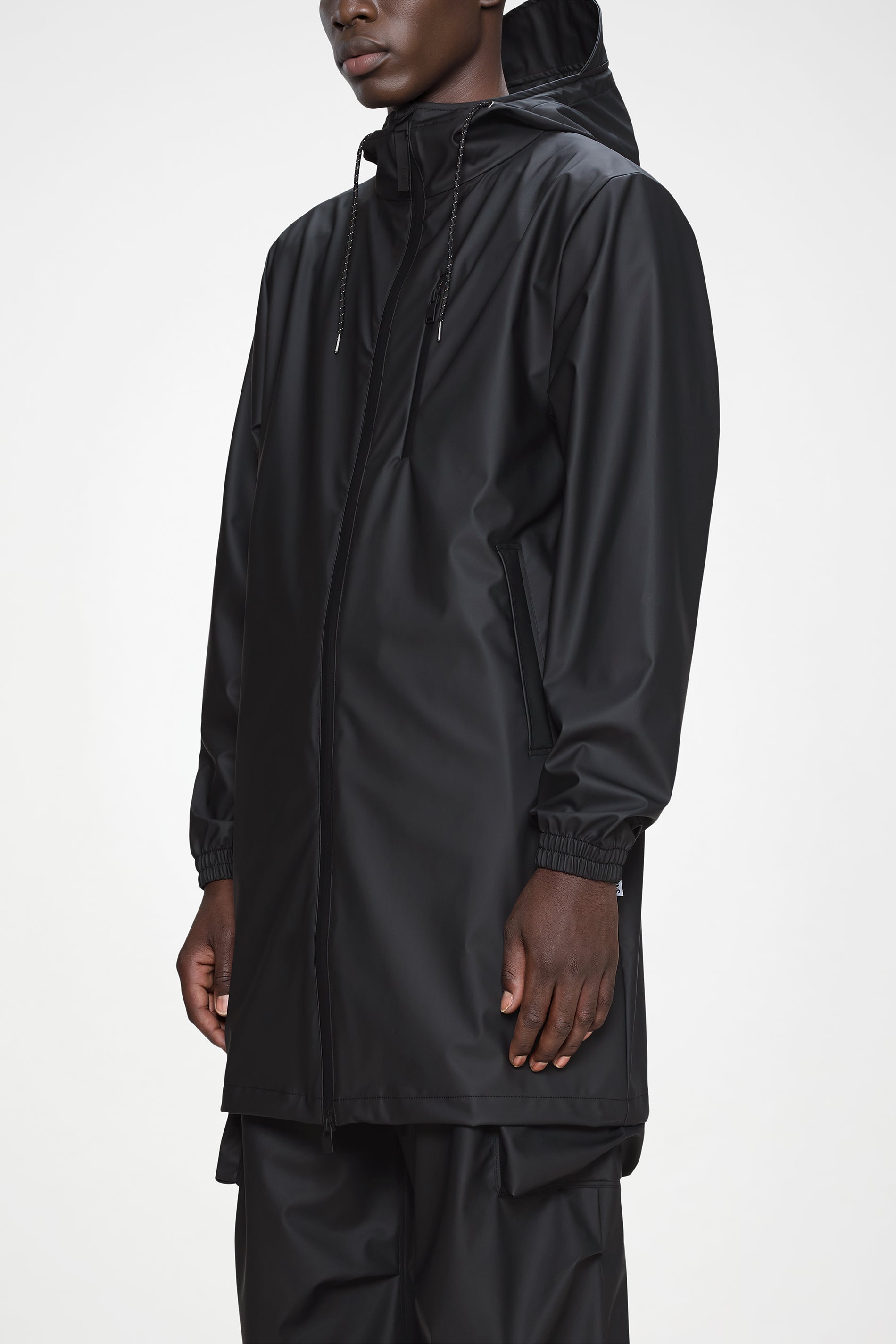 RAINS Long Storm Breaker Black Jacket