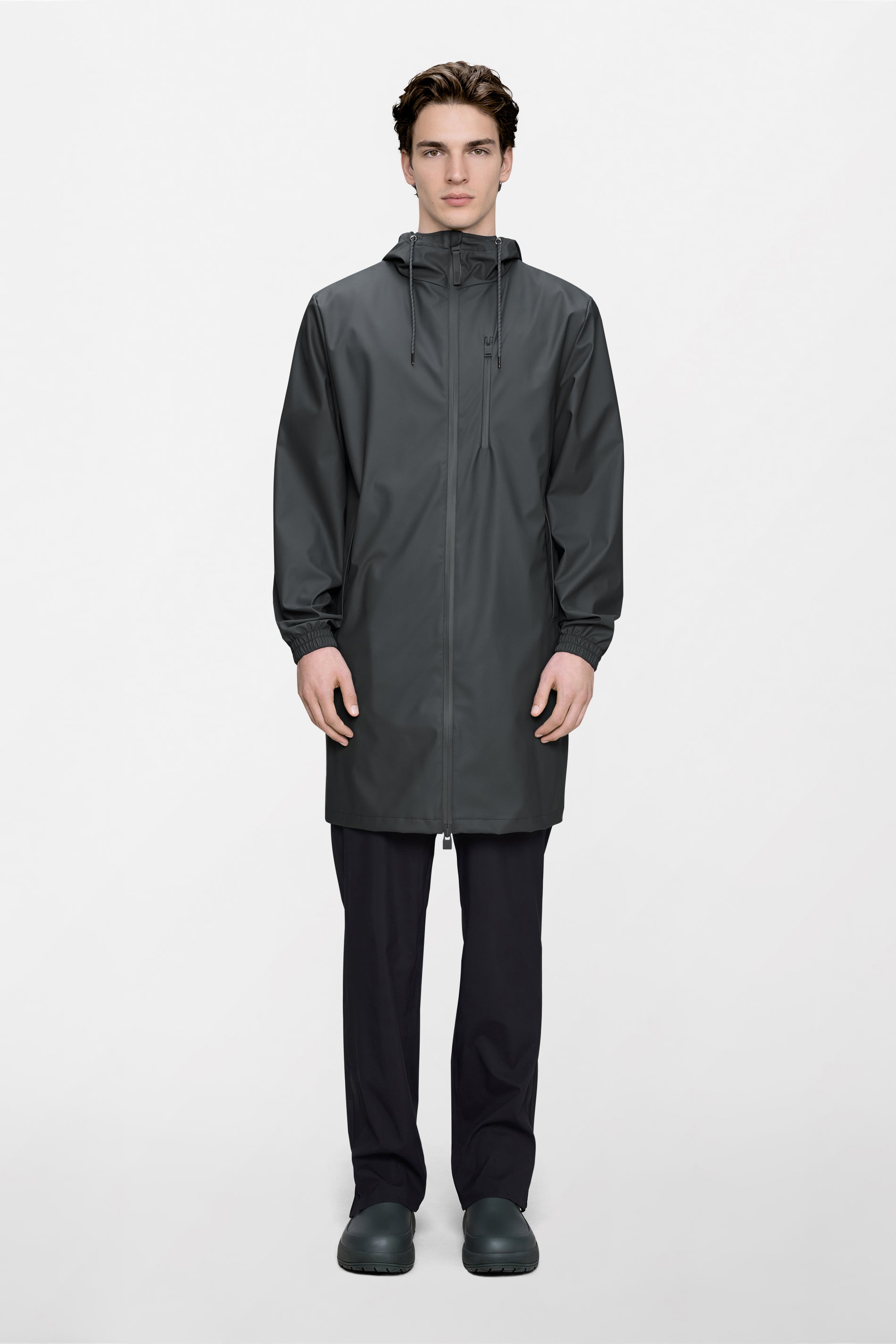 RAINS Long Storm Breaker Dark Grey Jacket