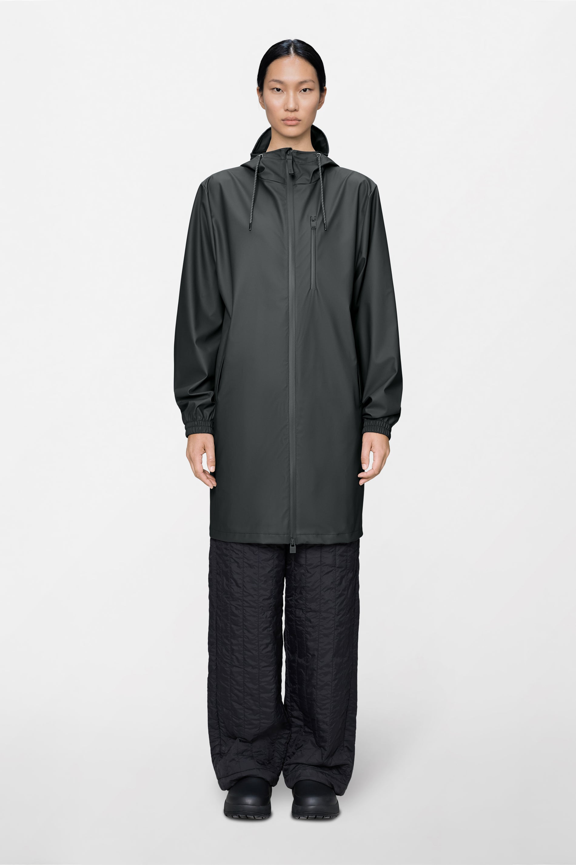 RAINS Long Storm Breaker Dark Grey Jacket
