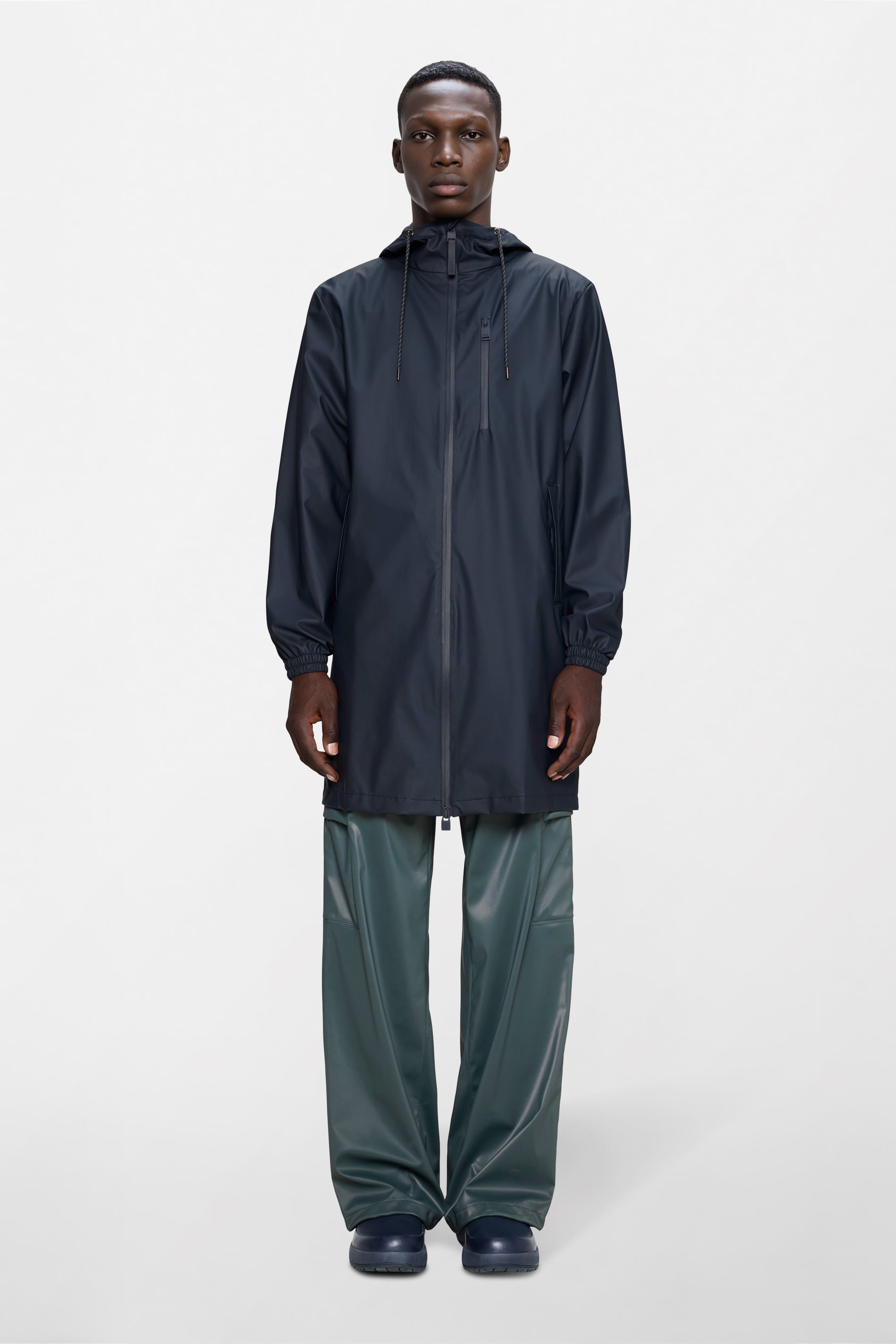 RAINS Long Storm Breaker Navy Jacket