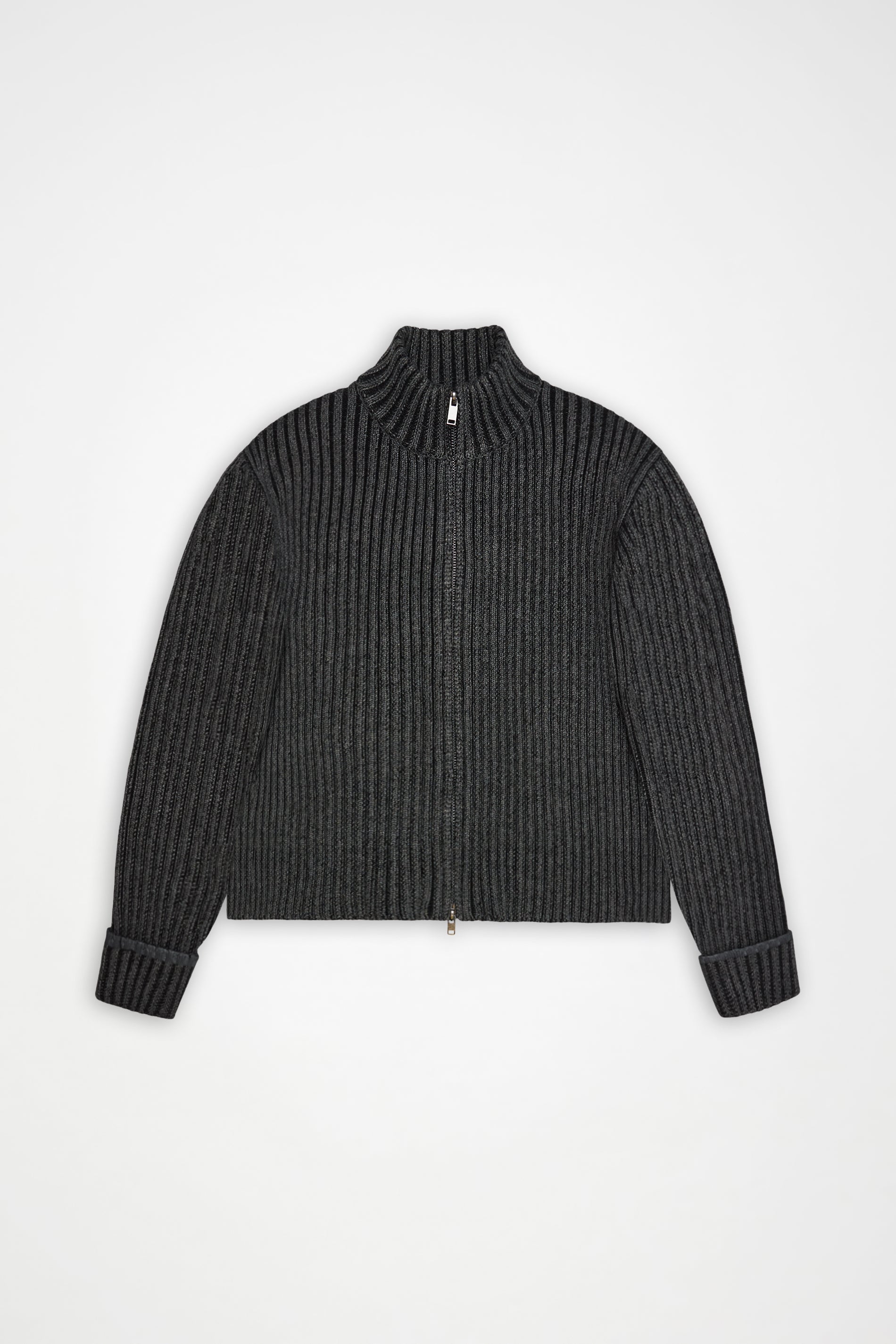 RAINS Sapa Knit W Zip Cardigan Dark Grey / Black Long Sleeve