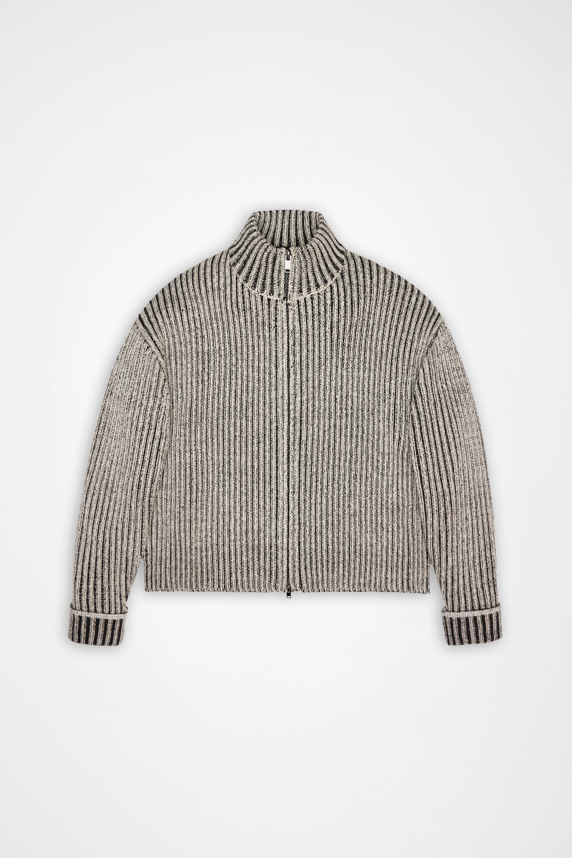 RAINS Sapa Knit W Zip Cardigan Vintage White / Black Long Sleeve