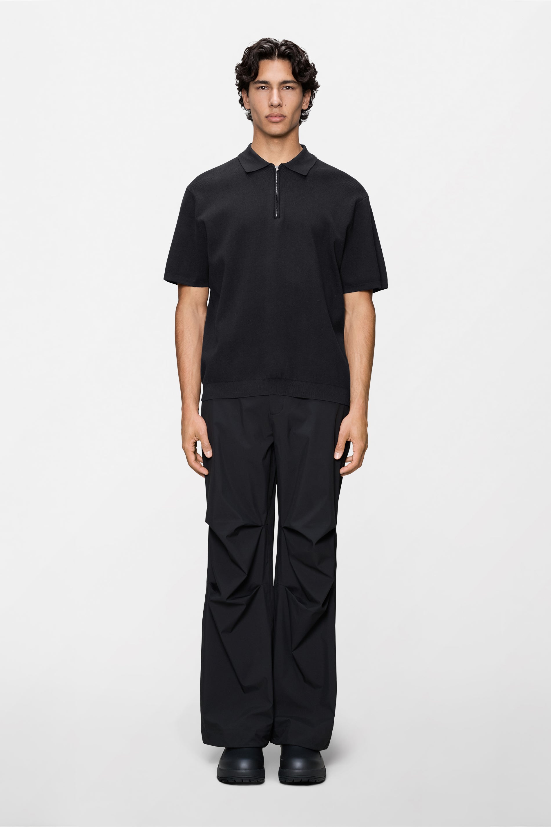 RAINS Short Sleeve Polo Black Short Sleeve