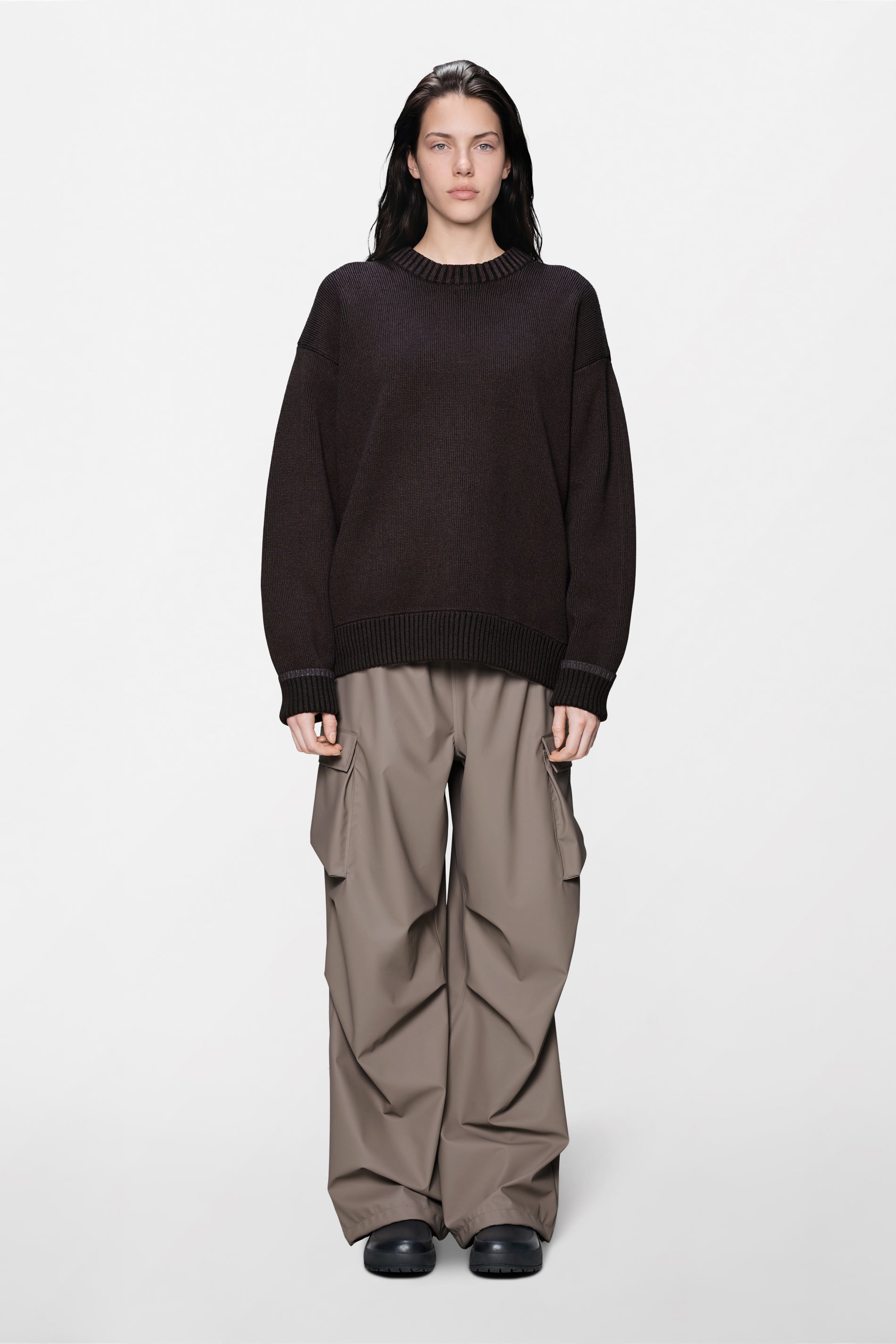 RAINS Sowa Knit Crew Neck Bark / Black Long Sleeve