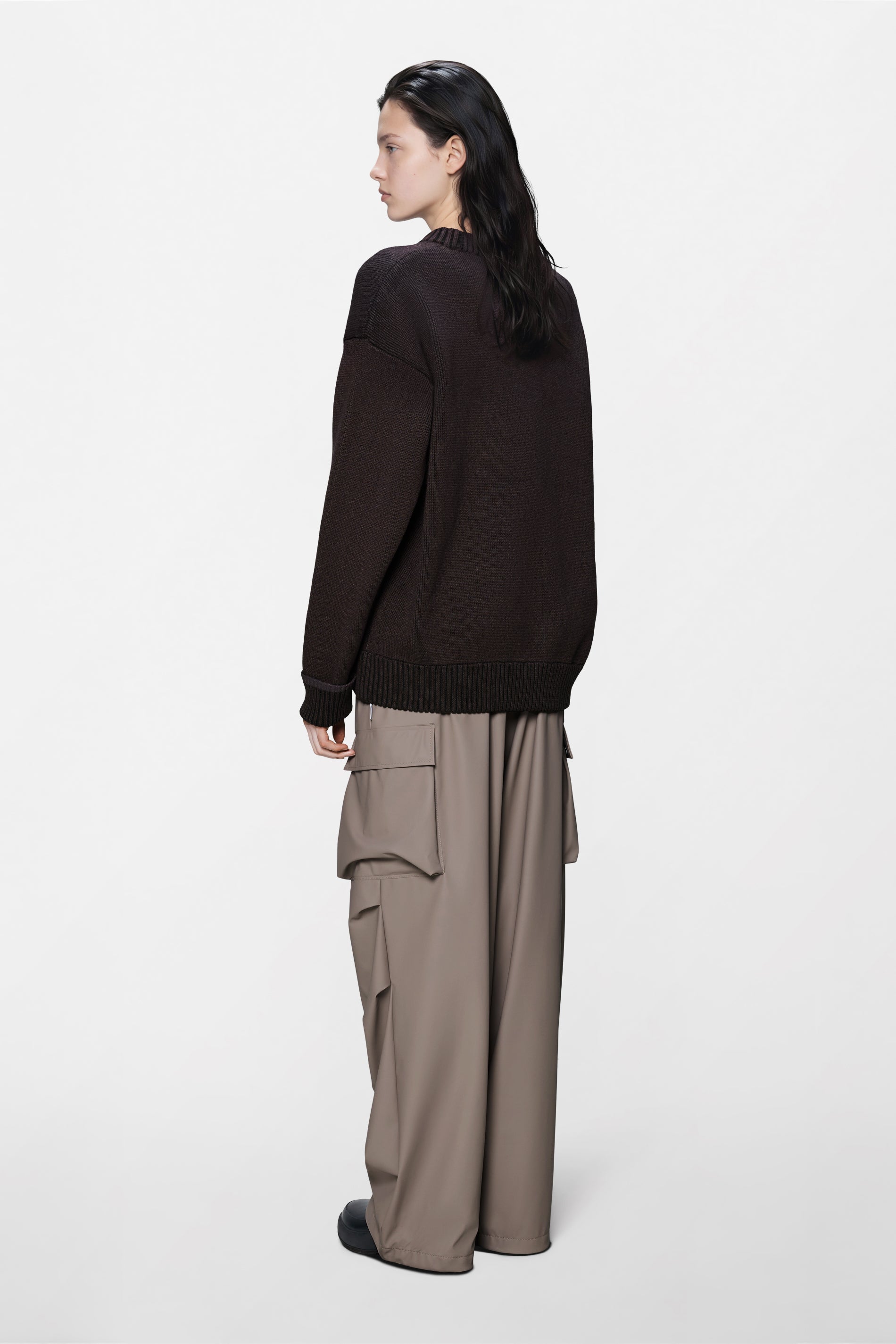 RAINS Sowa Knit Crew Neck Bark / Black Long Sleeve