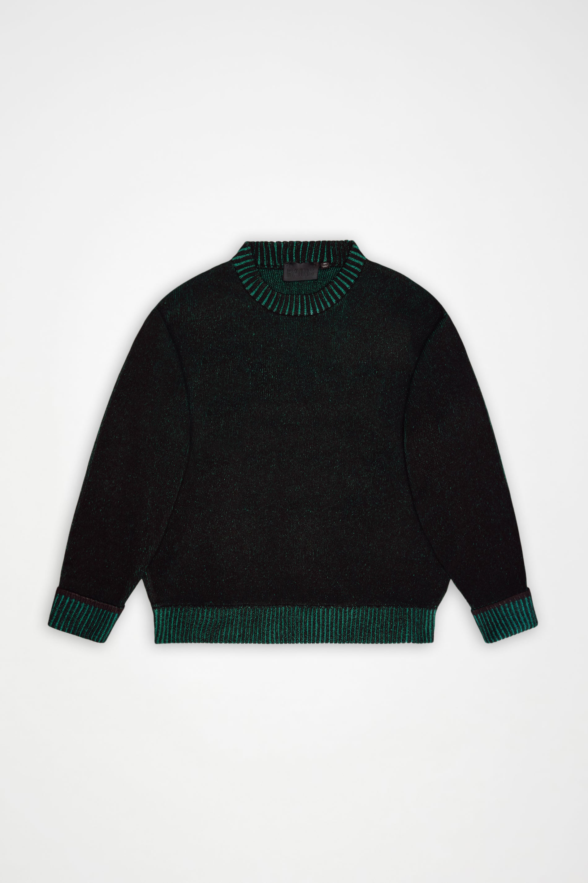 RAINS Sowa Knit Crew Neck Black/ Envy Long Sleeve