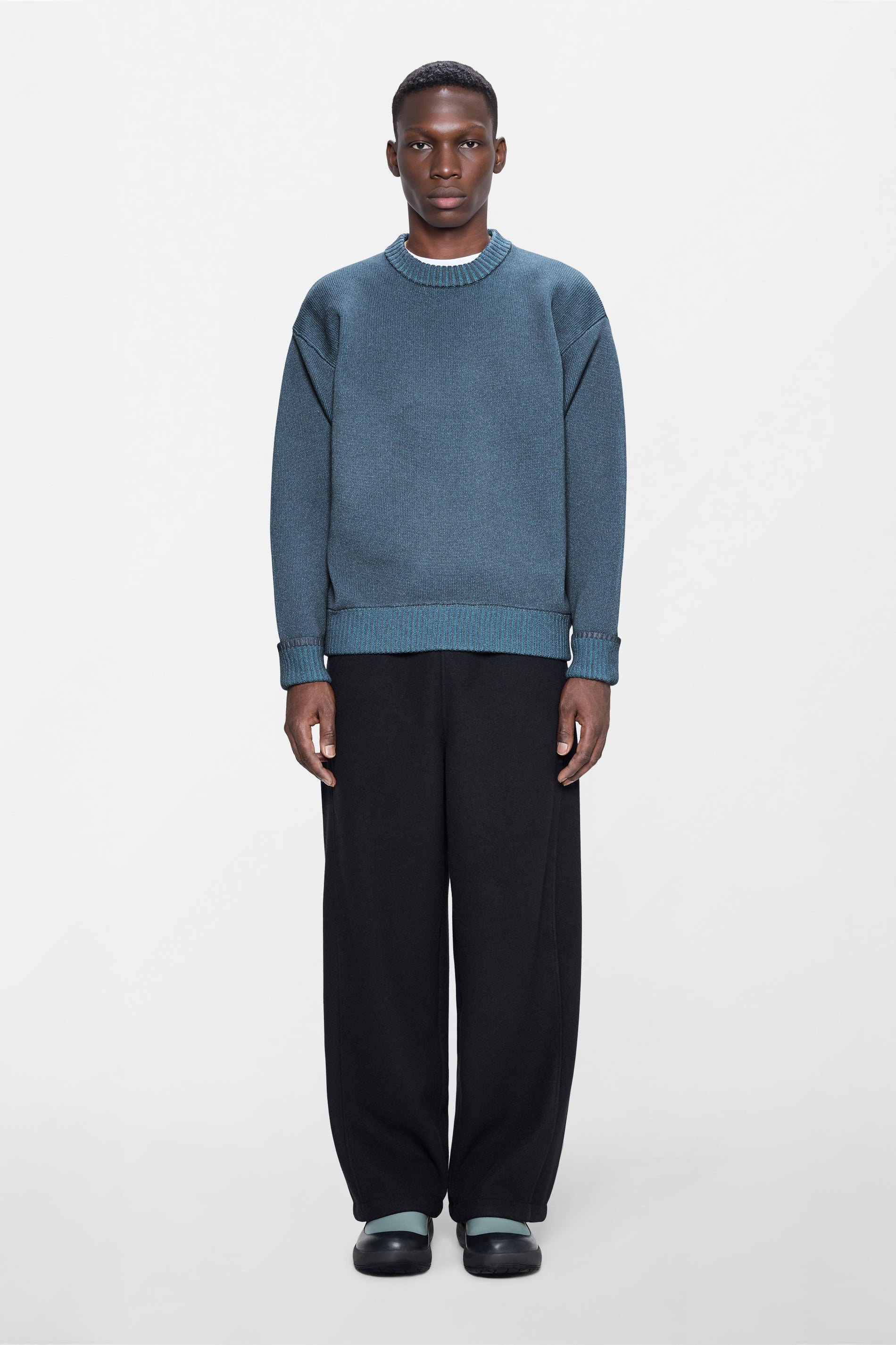RAINS Sowa Knit Crew Neck Blue Dusk / Breeze Long Sleeve