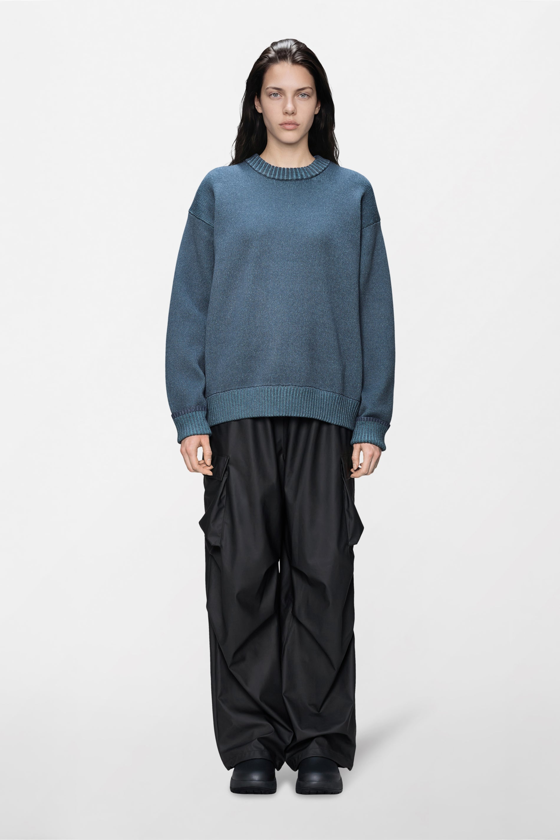 RAINS Sowa Knit Crew Neck Blue Dusk / Breeze Long Sleeve