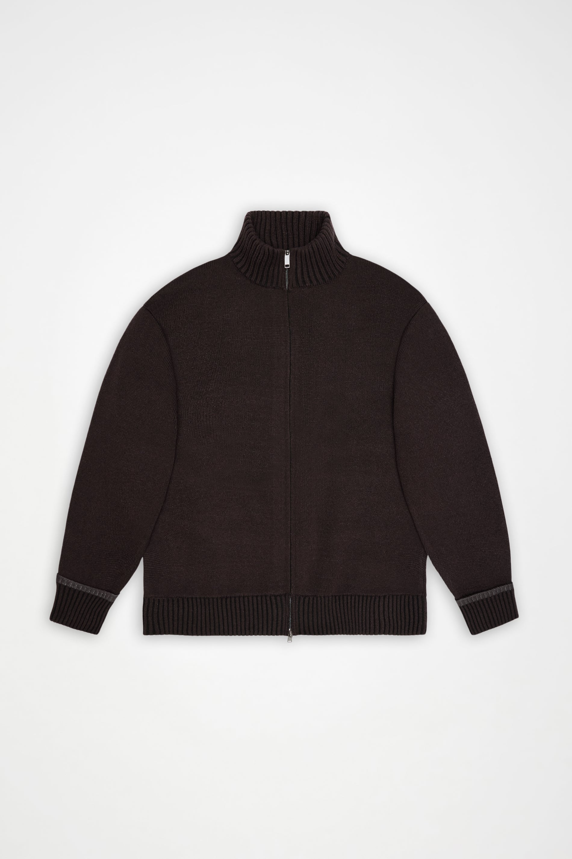 RAINS Sowa Knit Zip Cardigan Bark / Black Long Sleeve