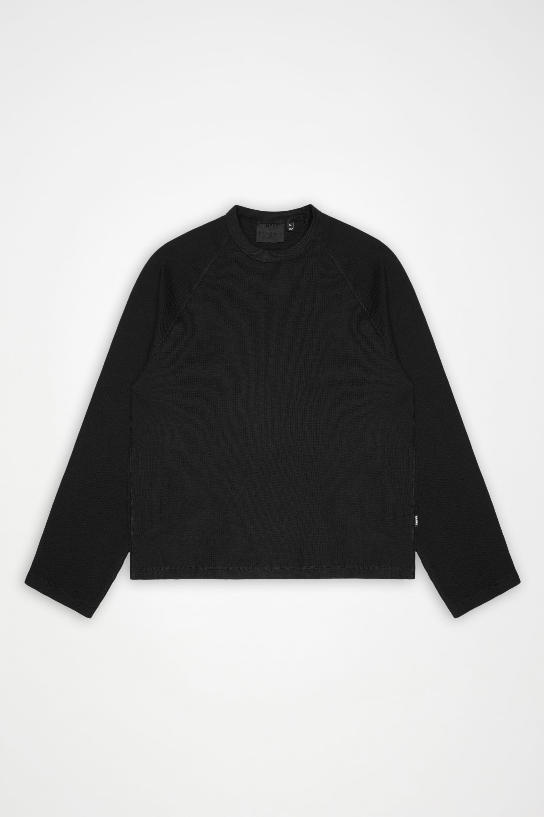 RAINS Waffle Long Sleeve T-Shirt Rains Black Long Sleeve